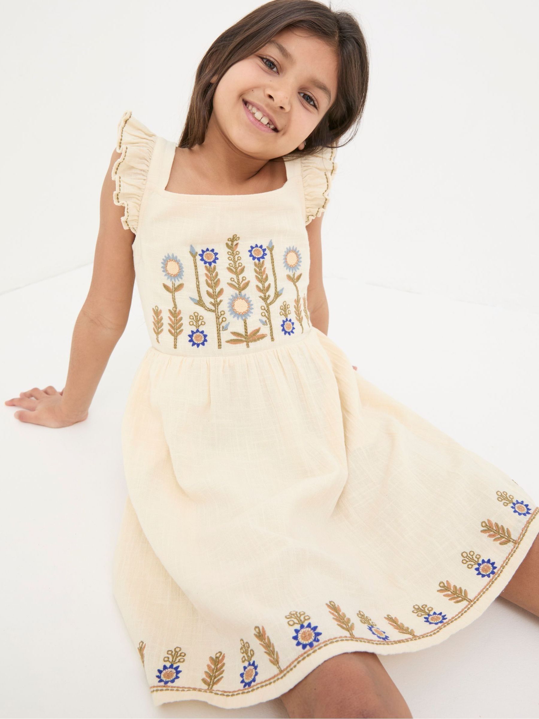 Natural Embroidered Strappy Dress - Image 5 of 6