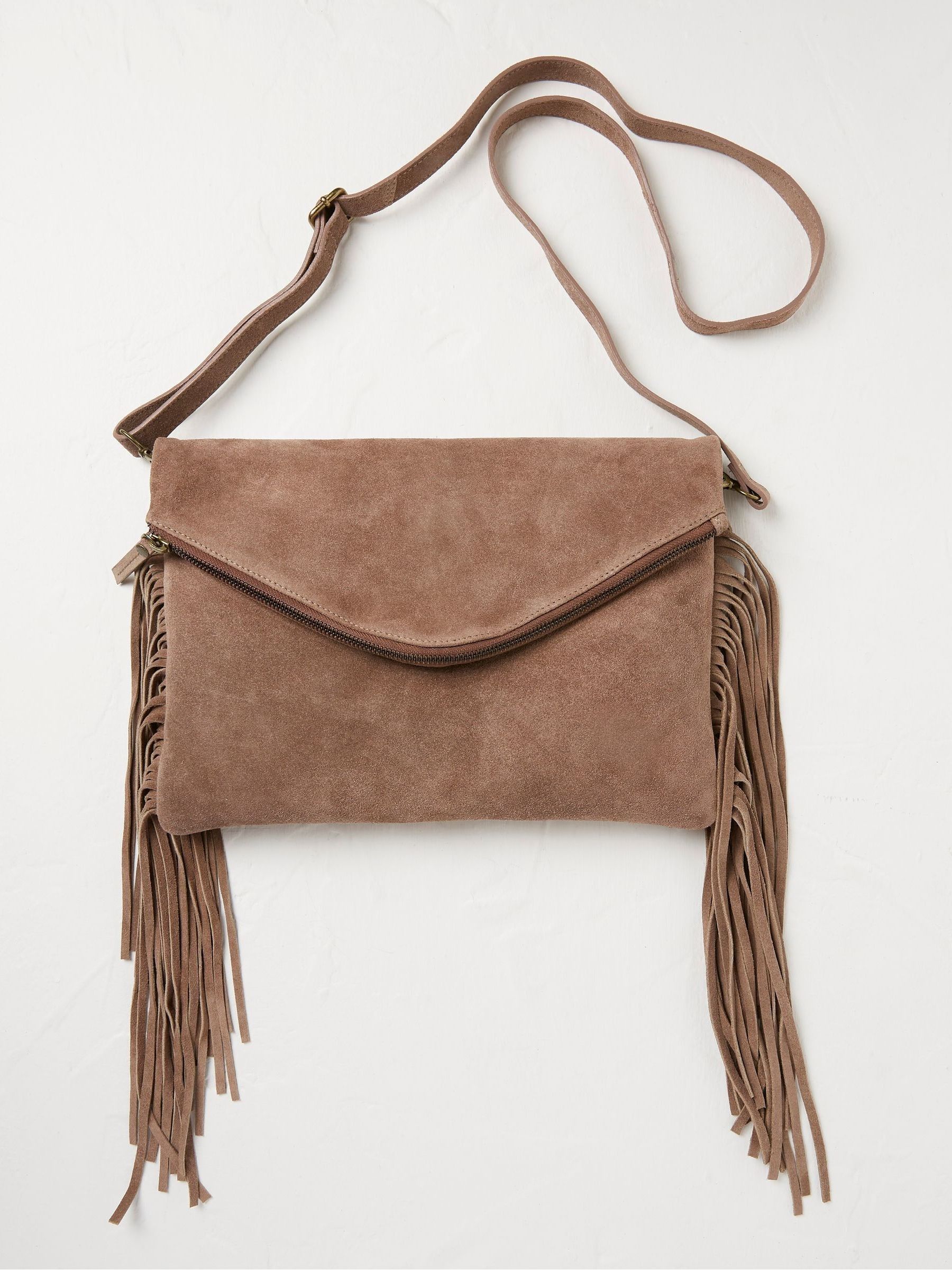 Brown Tassel Suede Cross-Body Bag - Image 1 of 3