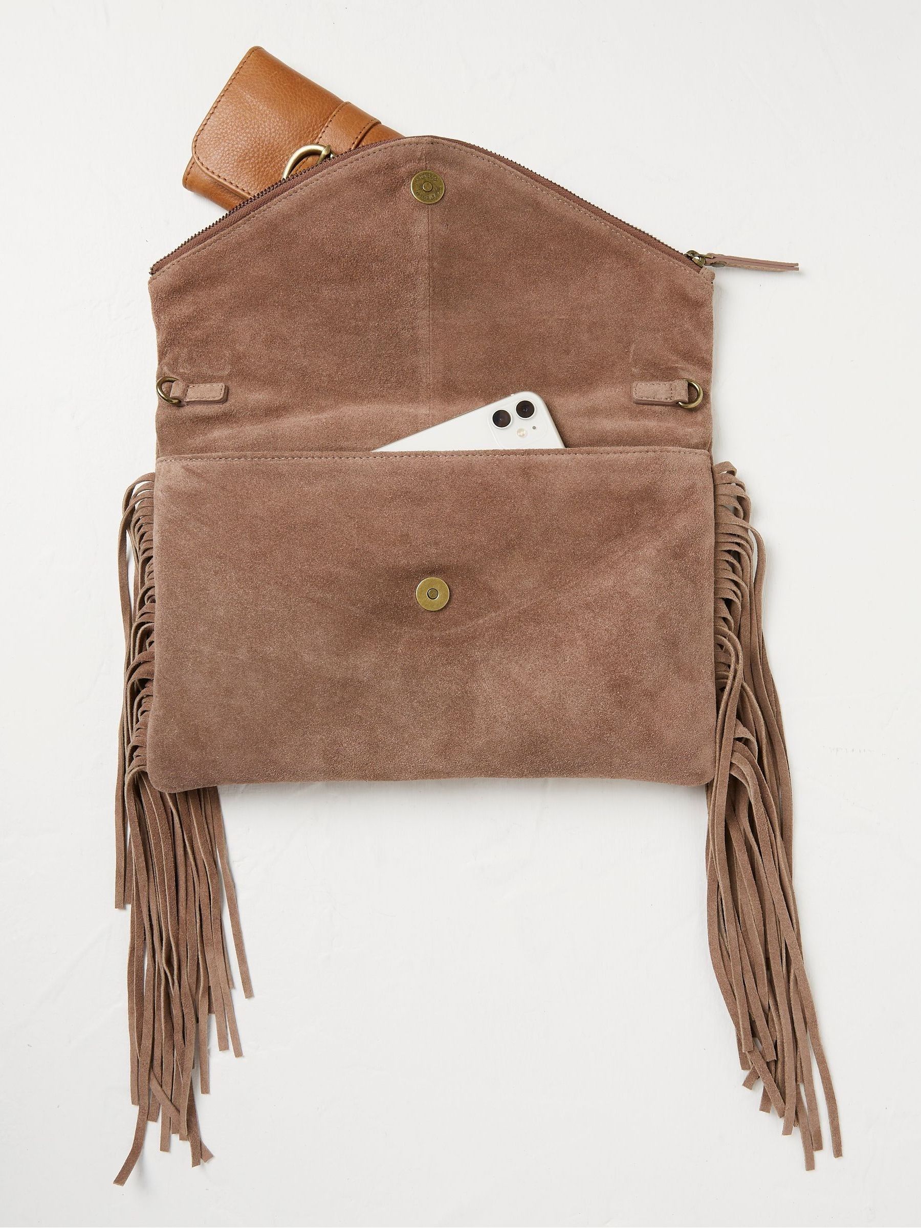 Brown Tassel Suede Cross-Body Bag - Image 2 of 3