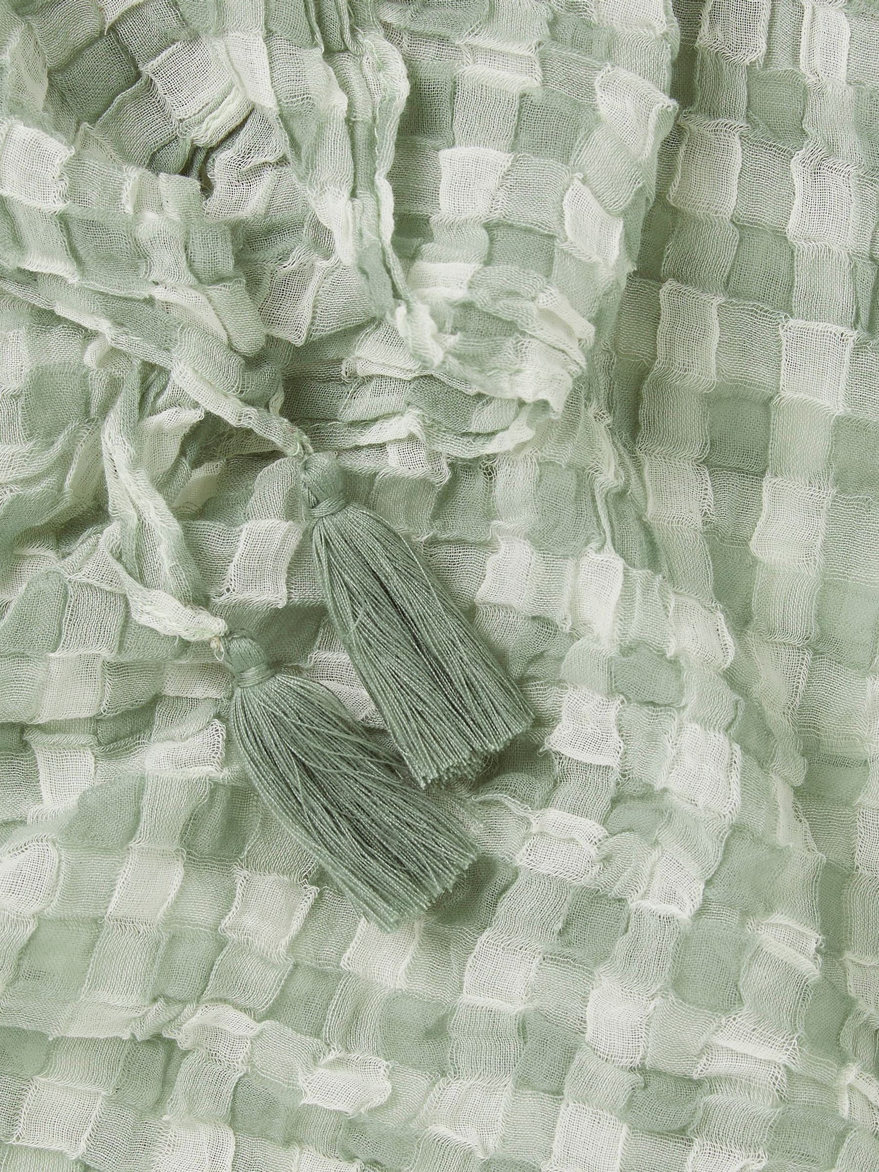 Green Lightweight Gingham Check Scarf - Image 2 of 2
