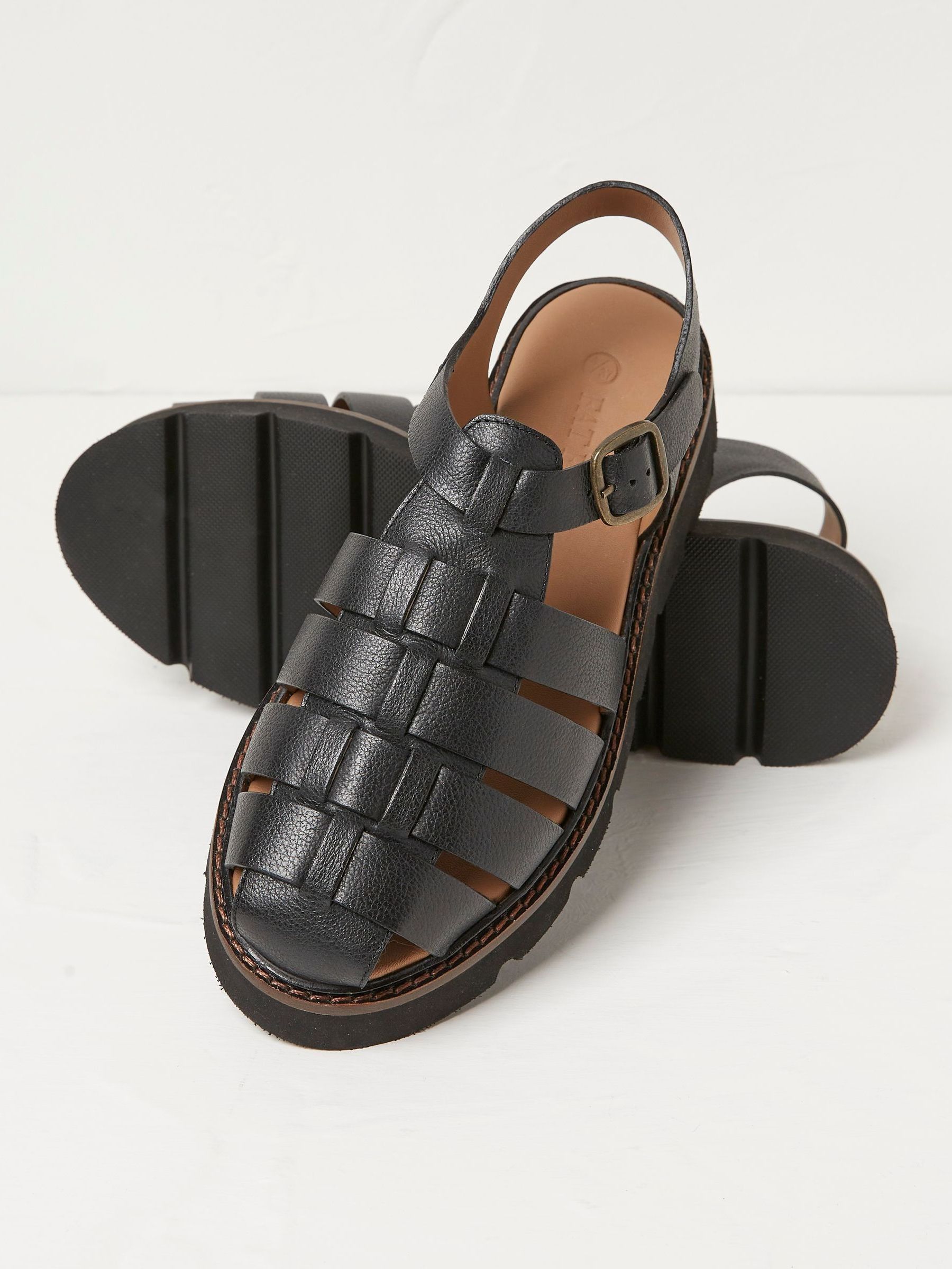 Elodie Black Fisherman Sandals - Image 2 of 3