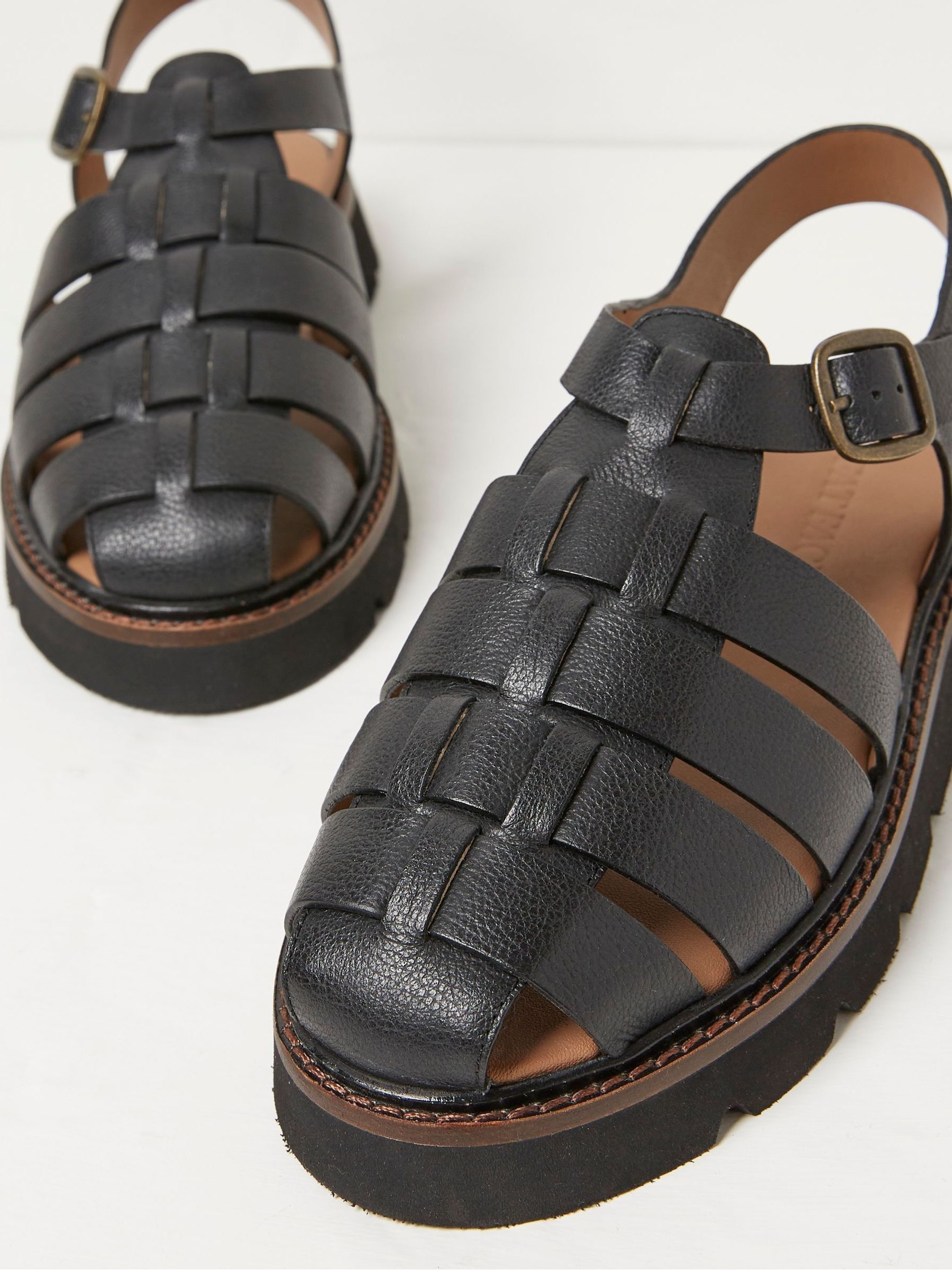 Elodie Black Fisherman Sandals - Image 3 of 3
