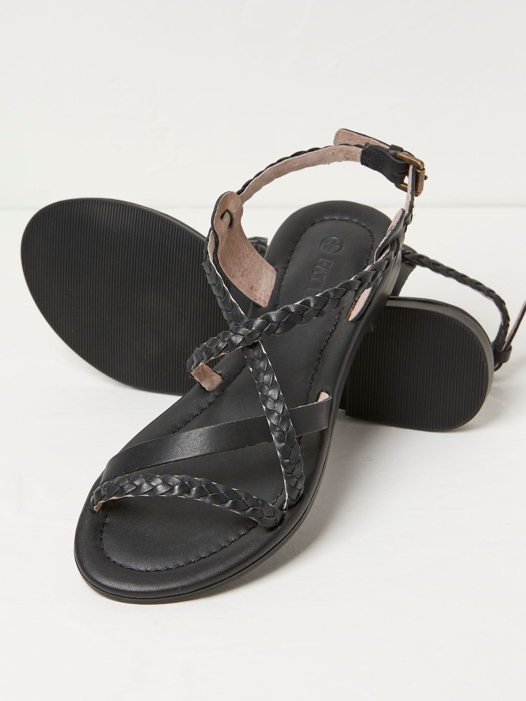 Daphne Black Leather Braided Sandals - Image 2 of 3