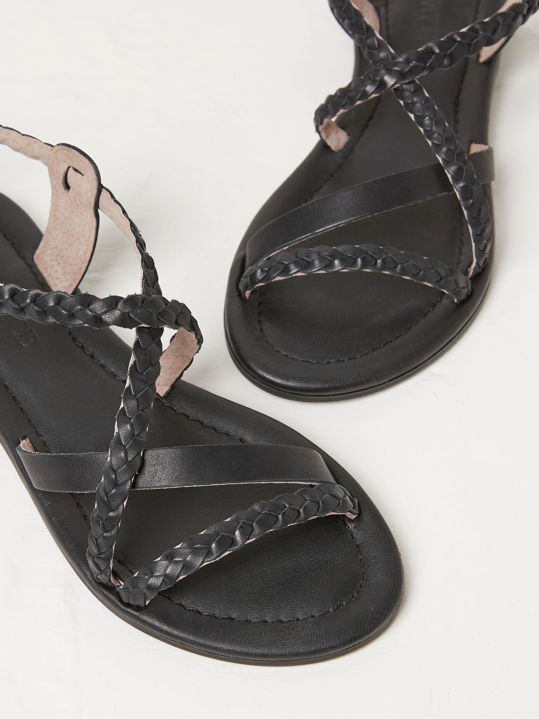 Daphne Black Leather Braided Sandals - Image 3 of 3