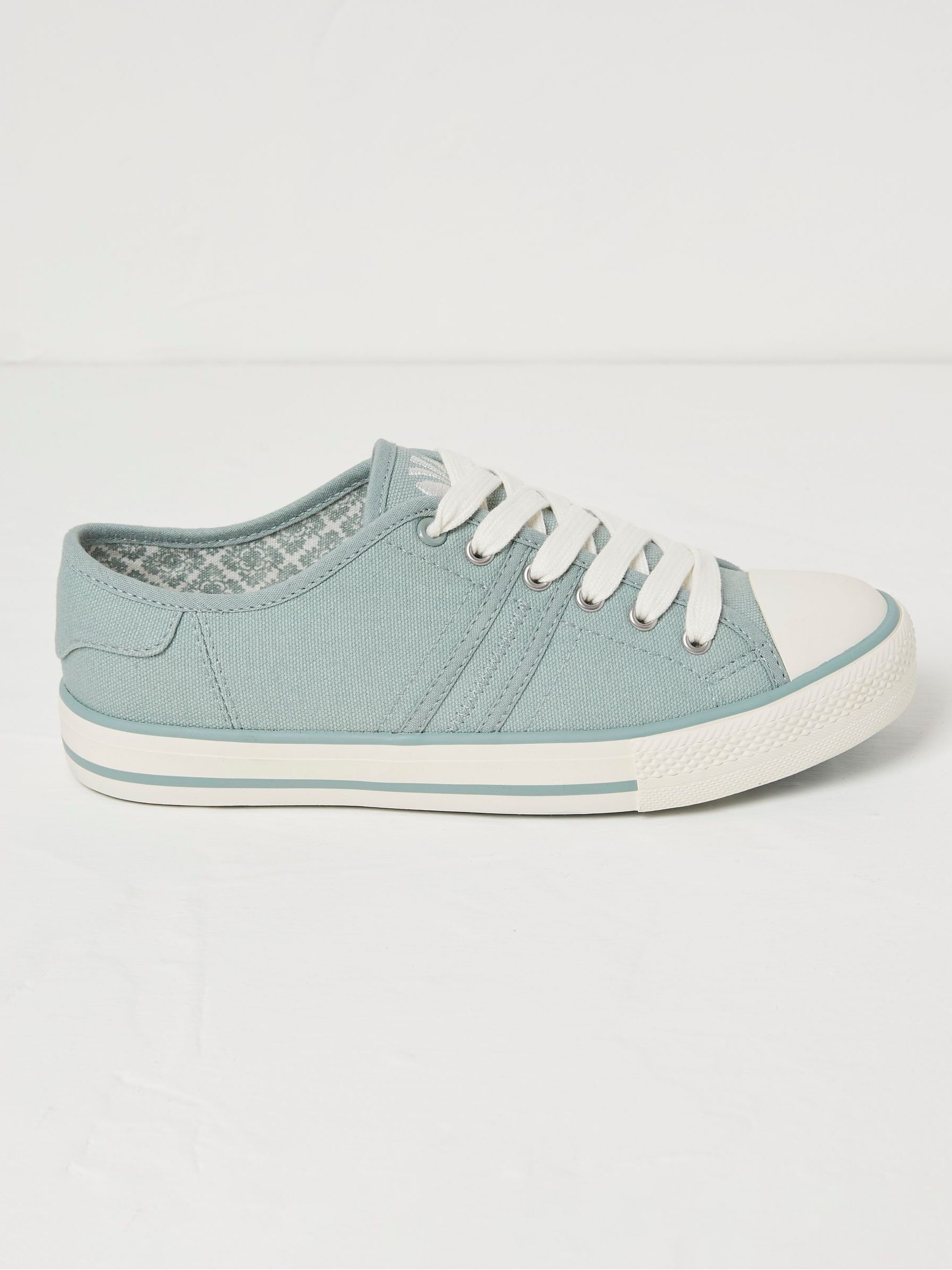 Raya Green Canvas Lace-Up Trainers - Image 1 of 3