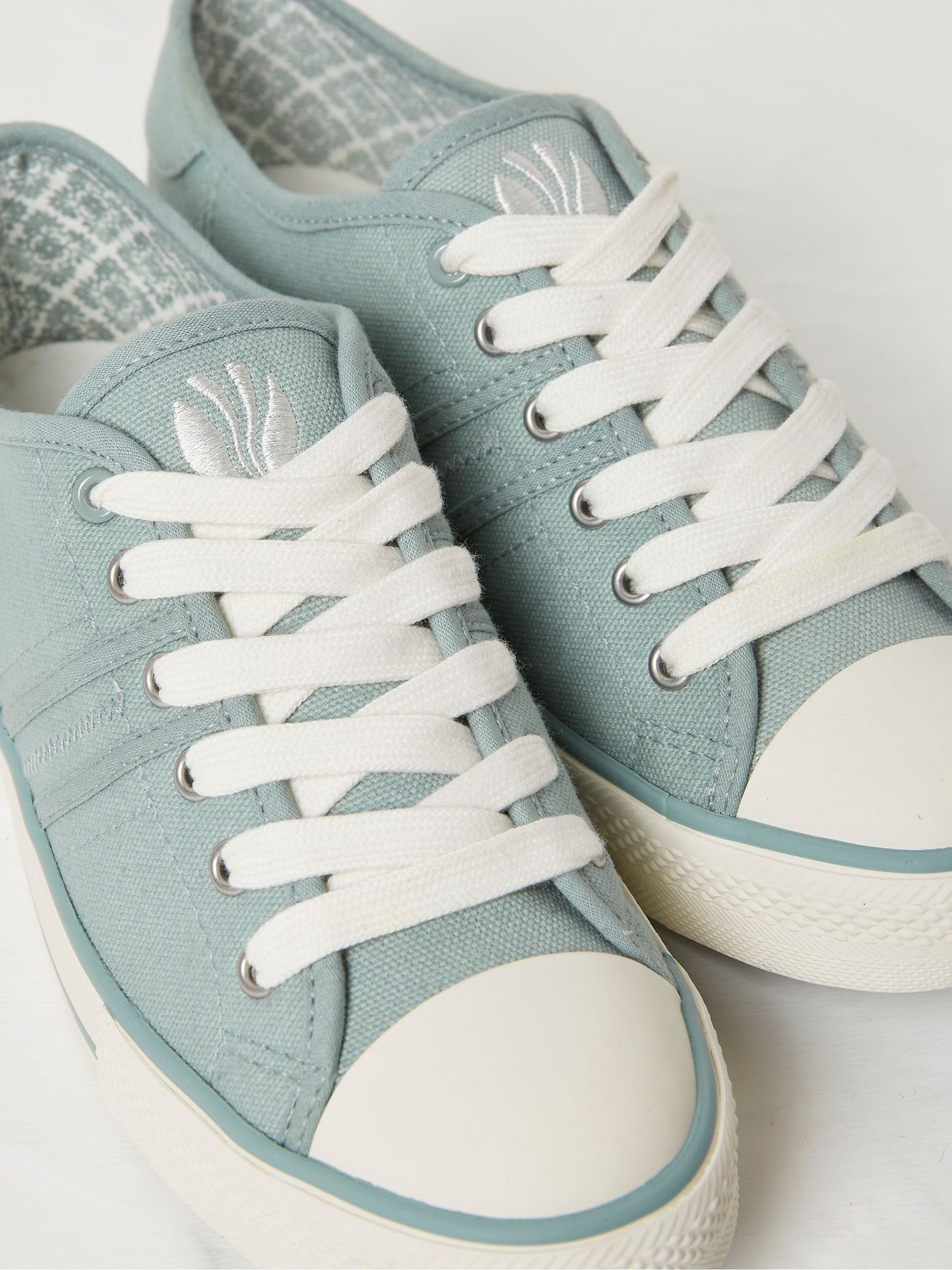 Raya Green Canvas Lace-Up Trainers - Image 3 of 3