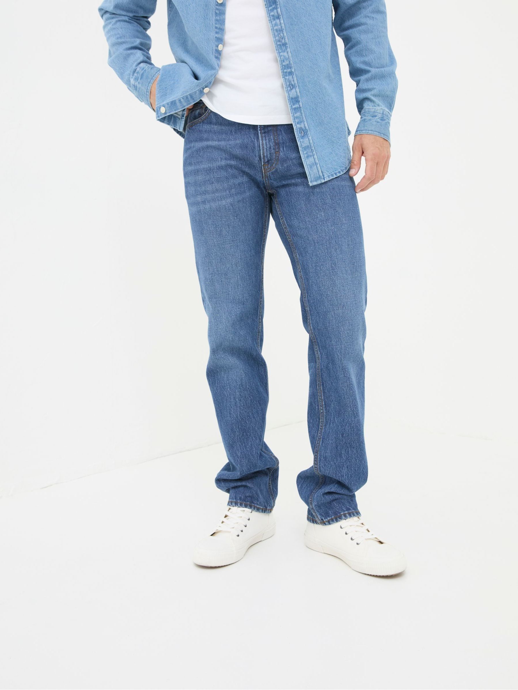 Stone Wash Blue Straight Fit Jeans FatFace