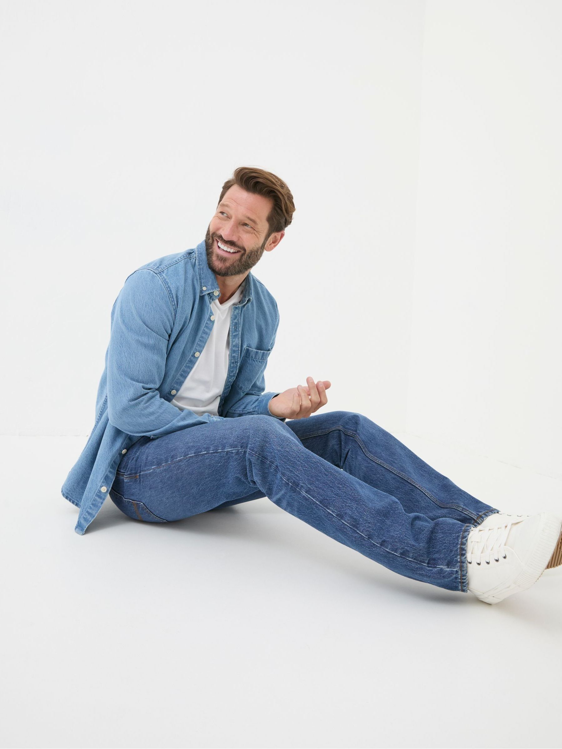 Stone Wash Blue Straight Fit Jeans - Image 2 of 5