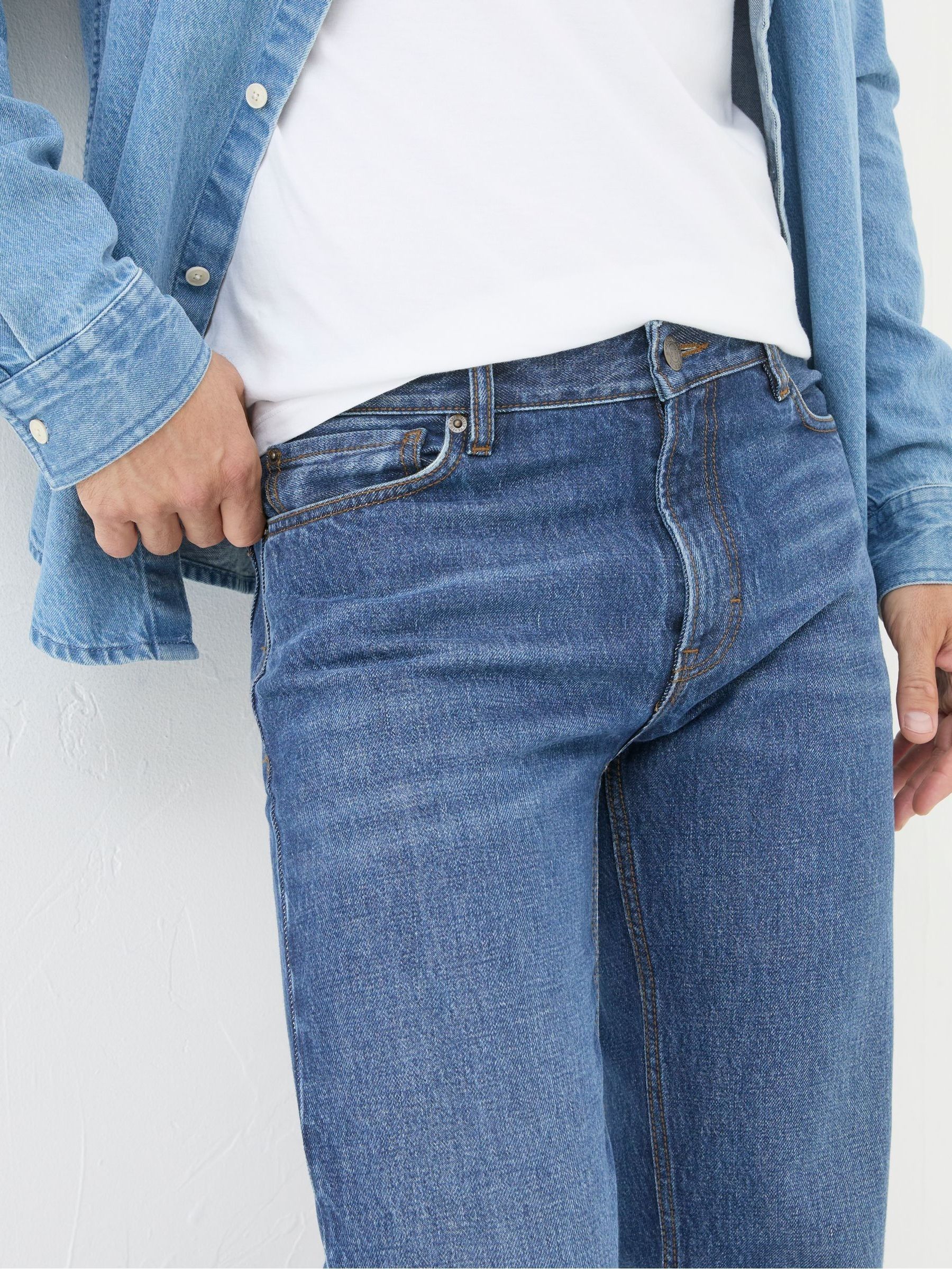 Stone Wash Blue Straight Fit Jeans - Image 5 of 5
