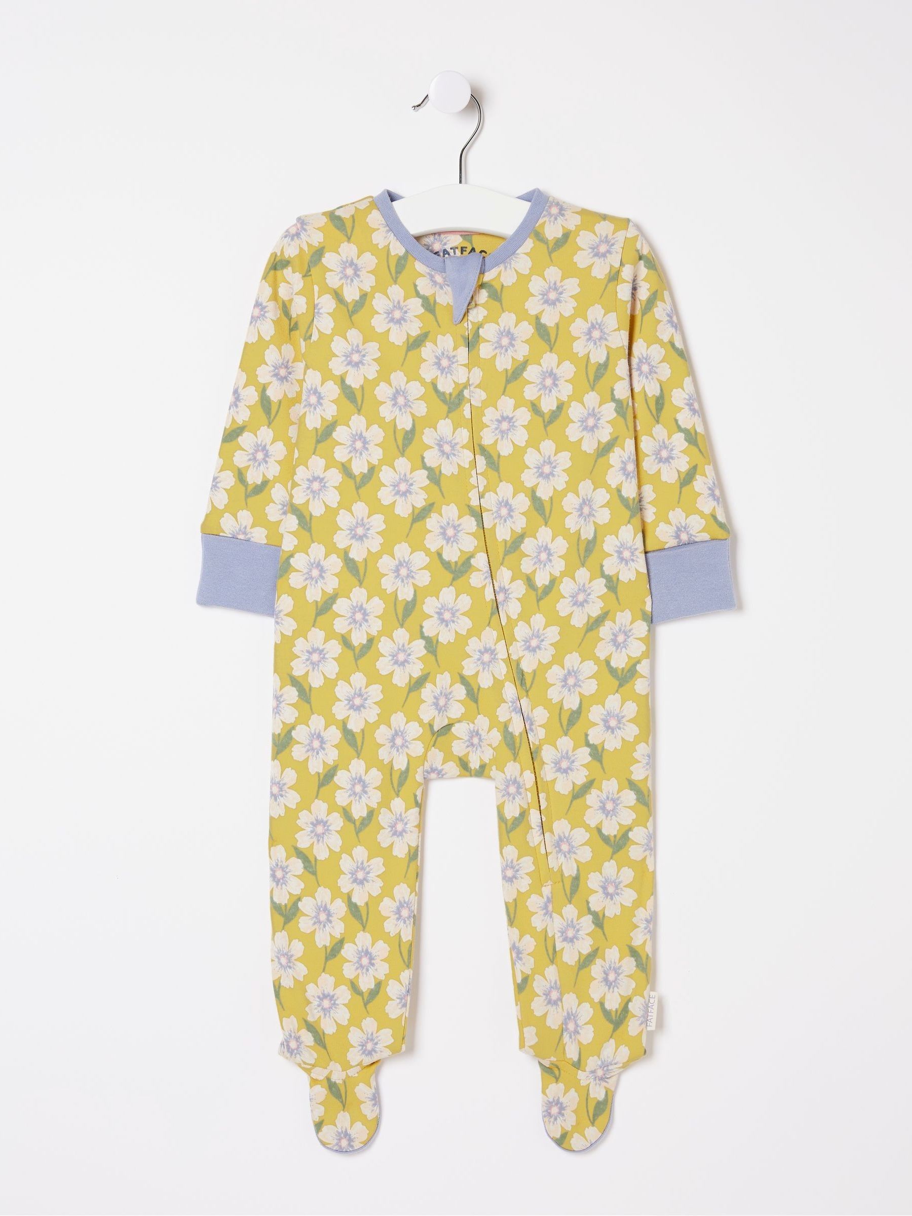 Yellow Flower Print Zipped Sleepsuit - Image 1 of 1