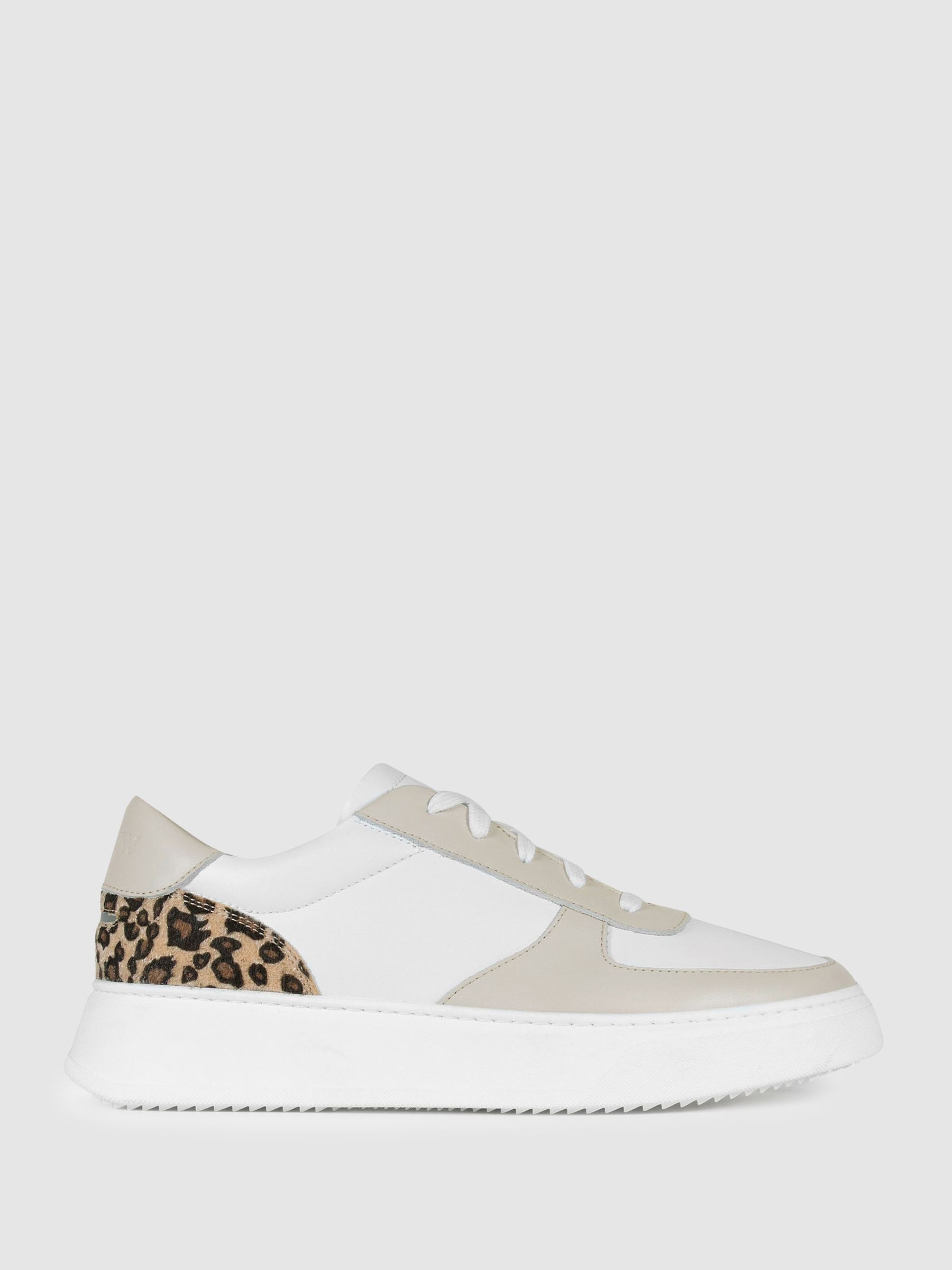 Unseen Footwear Leather Marais Trainers in Sand/White - Image 1 of 4