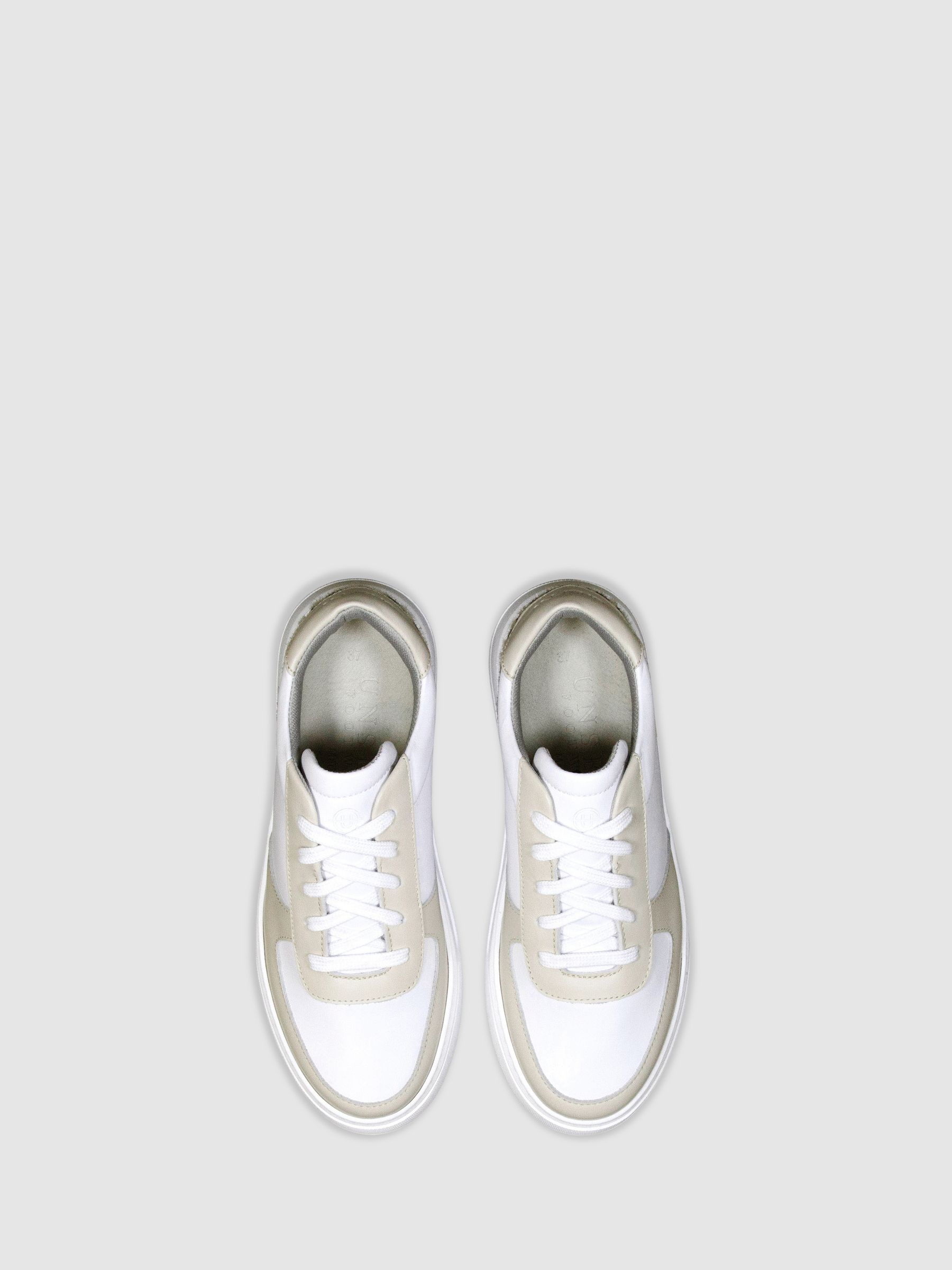 Unseen Footwear Leather Marais Trainers in Sand/White - Image 3 of 4