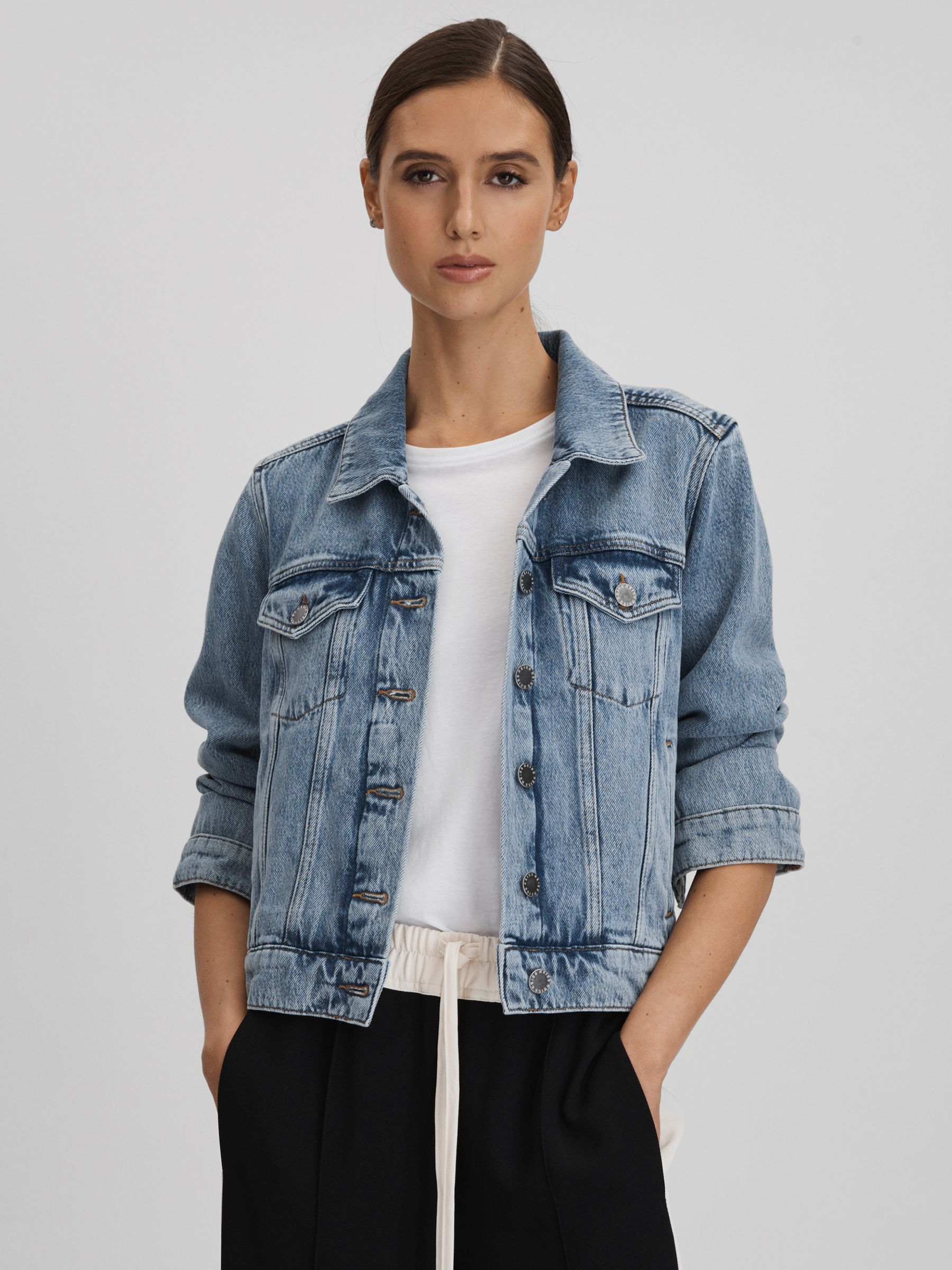 Denim Jacket in Mid Blue - Image 1 of 7