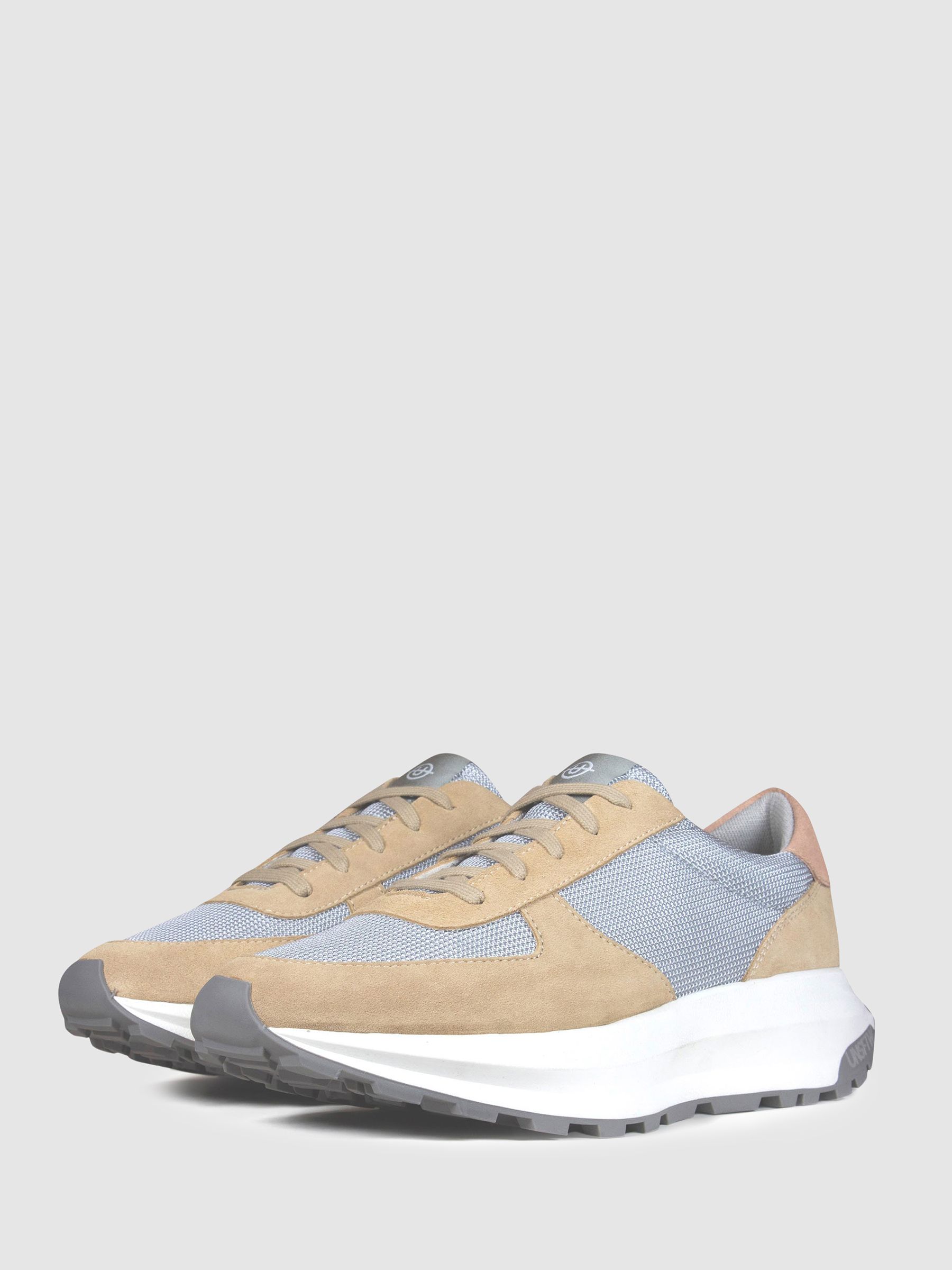 Unseen Footwear Suede Mesh Trinity Trainers in Pink/White - Image 2 of 4