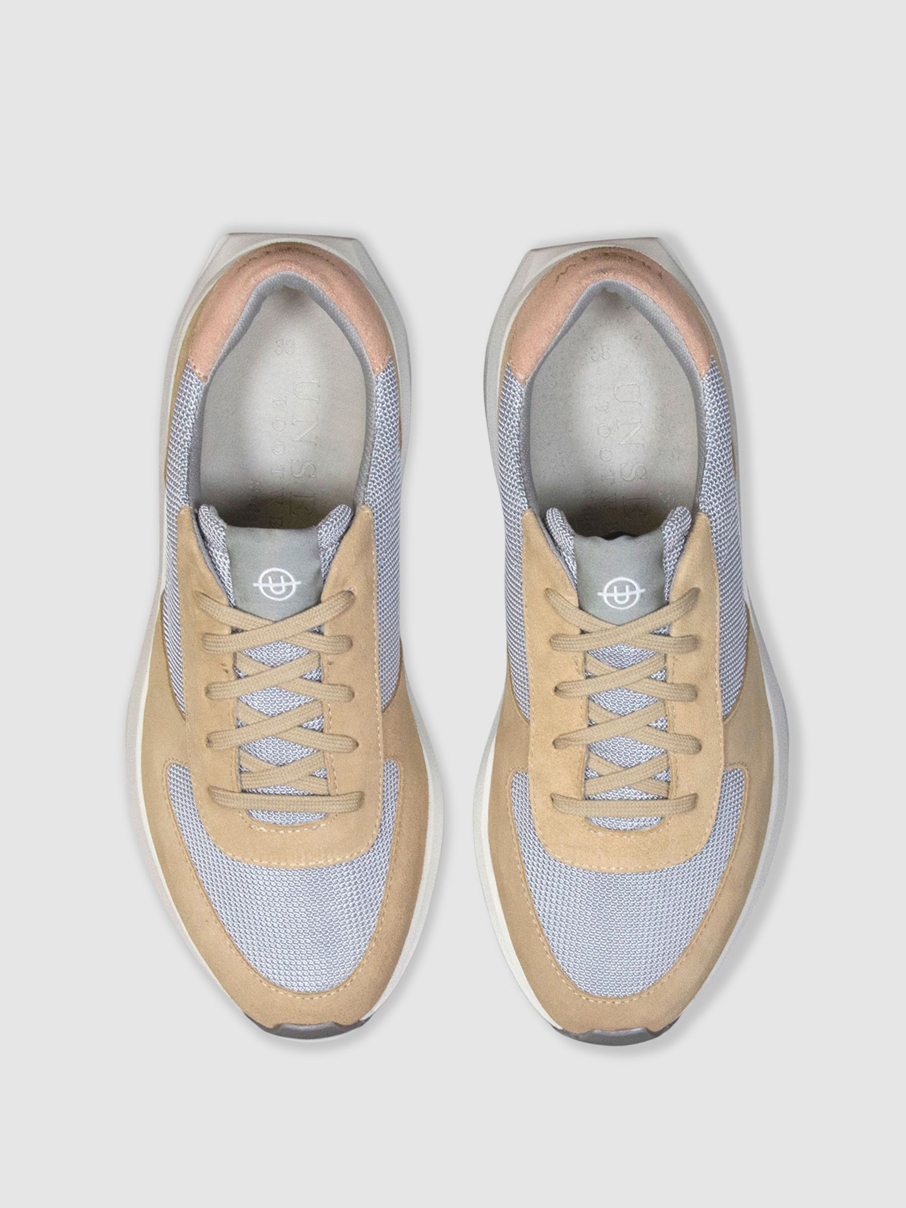 Unseen Footwear Suede Mesh Trinity Trainers in Pink/White - Image 3 of 4