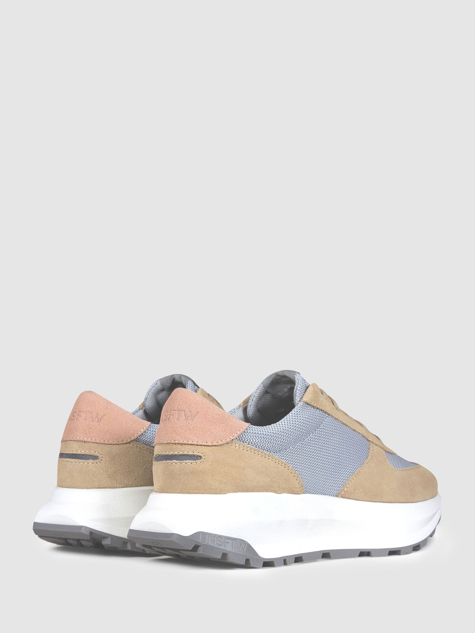 Unseen Footwear Suede Mesh Trinity Trainers in Pink/White - Image 4 of 4