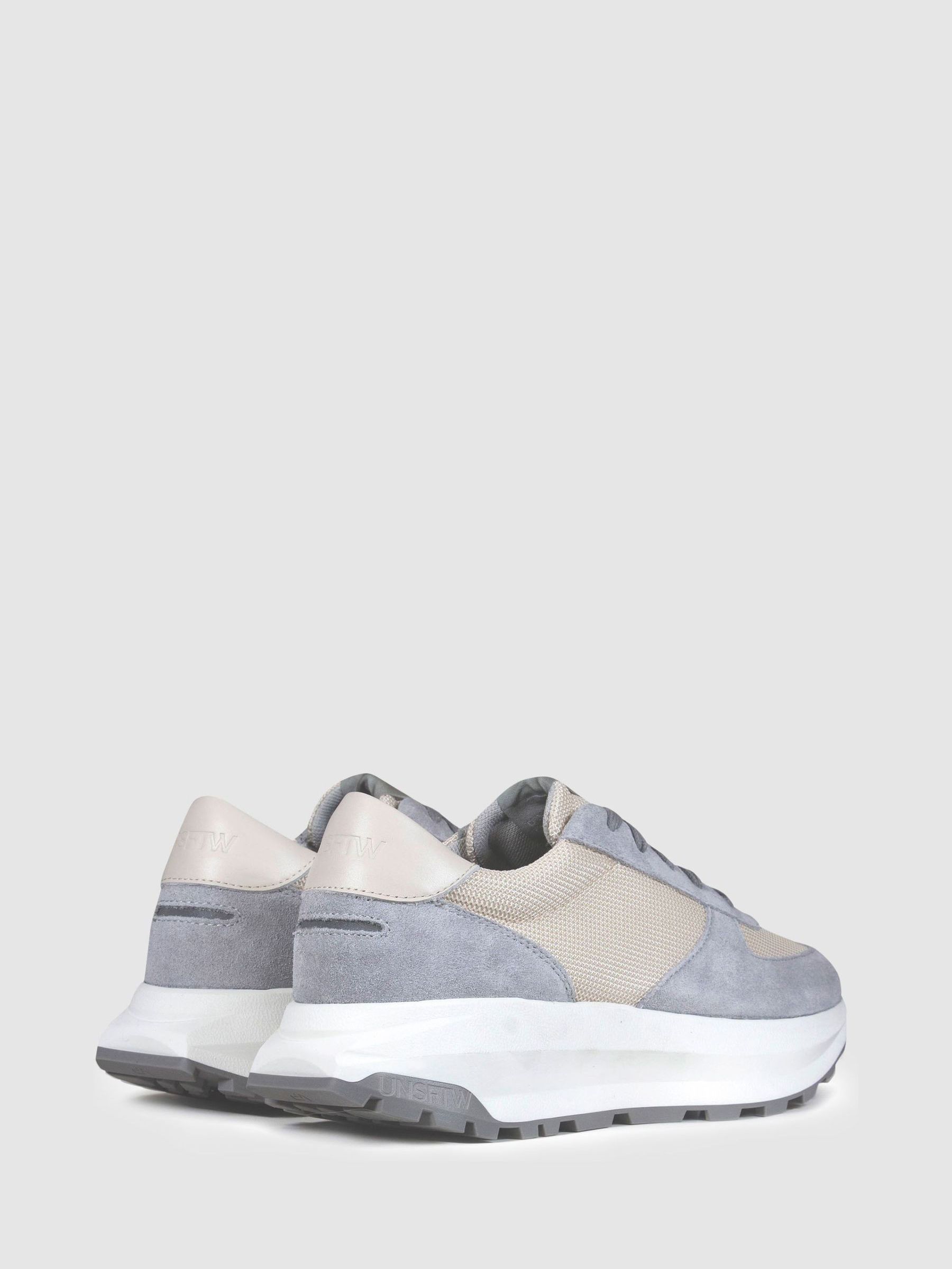 Unseen Footwear Suede Mesh Trinity Trainers in Grey/White - Image 4 of 4