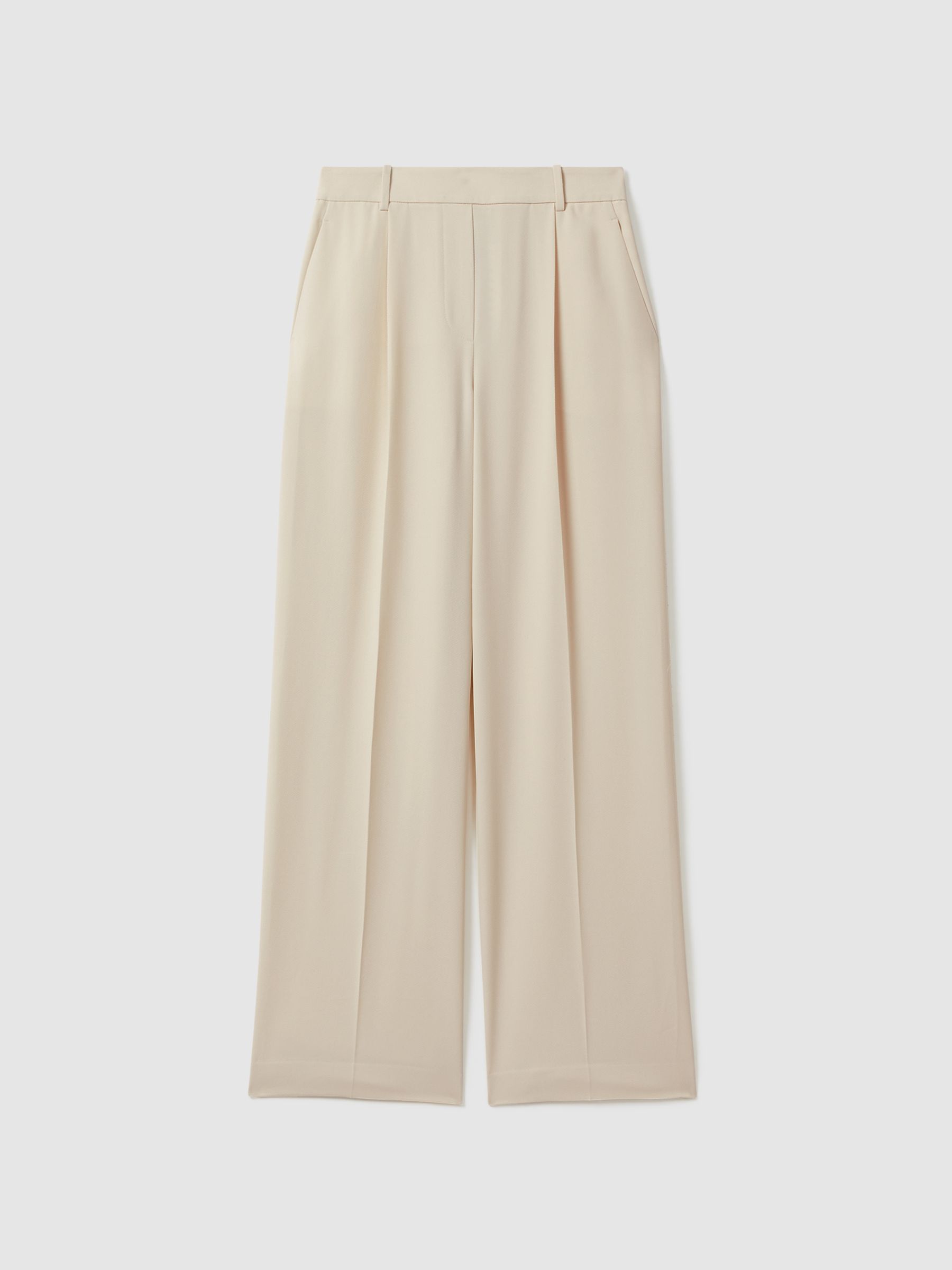 Half-Elasticated Wide Leg Trousers in Cream - Image 2 of 5