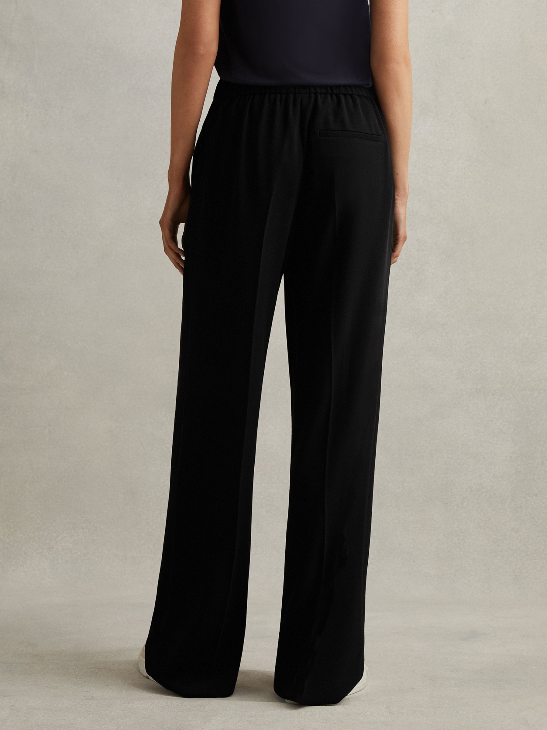 Half-Elasticated Wide Leg Trousers in Black - image 5
