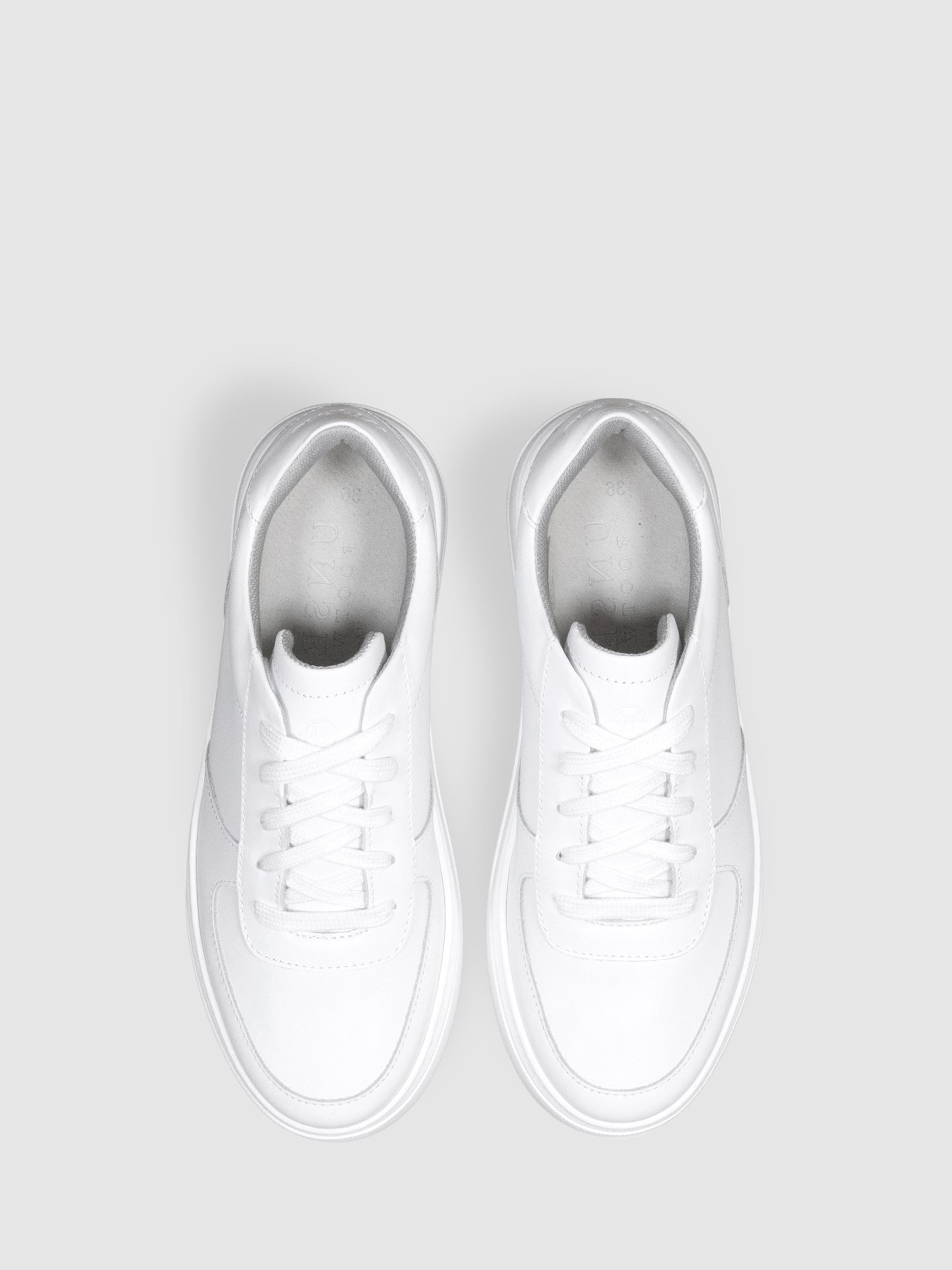 Unseen Footwear Leather Marais Trainers in White - Image 3 of 4