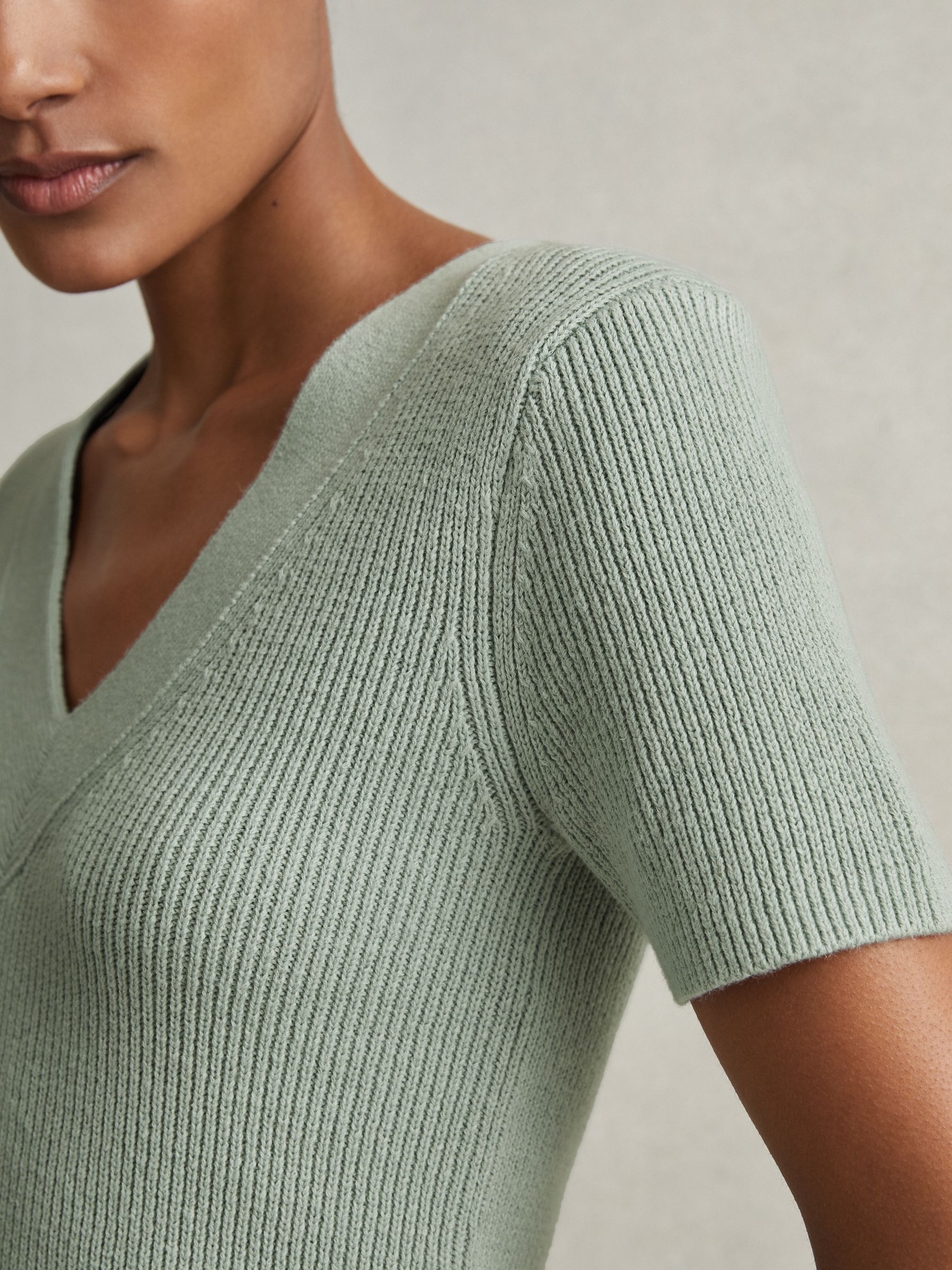 Rosie Sage Cotton Blend Knitted V-Neck Top - Image 1 of 6