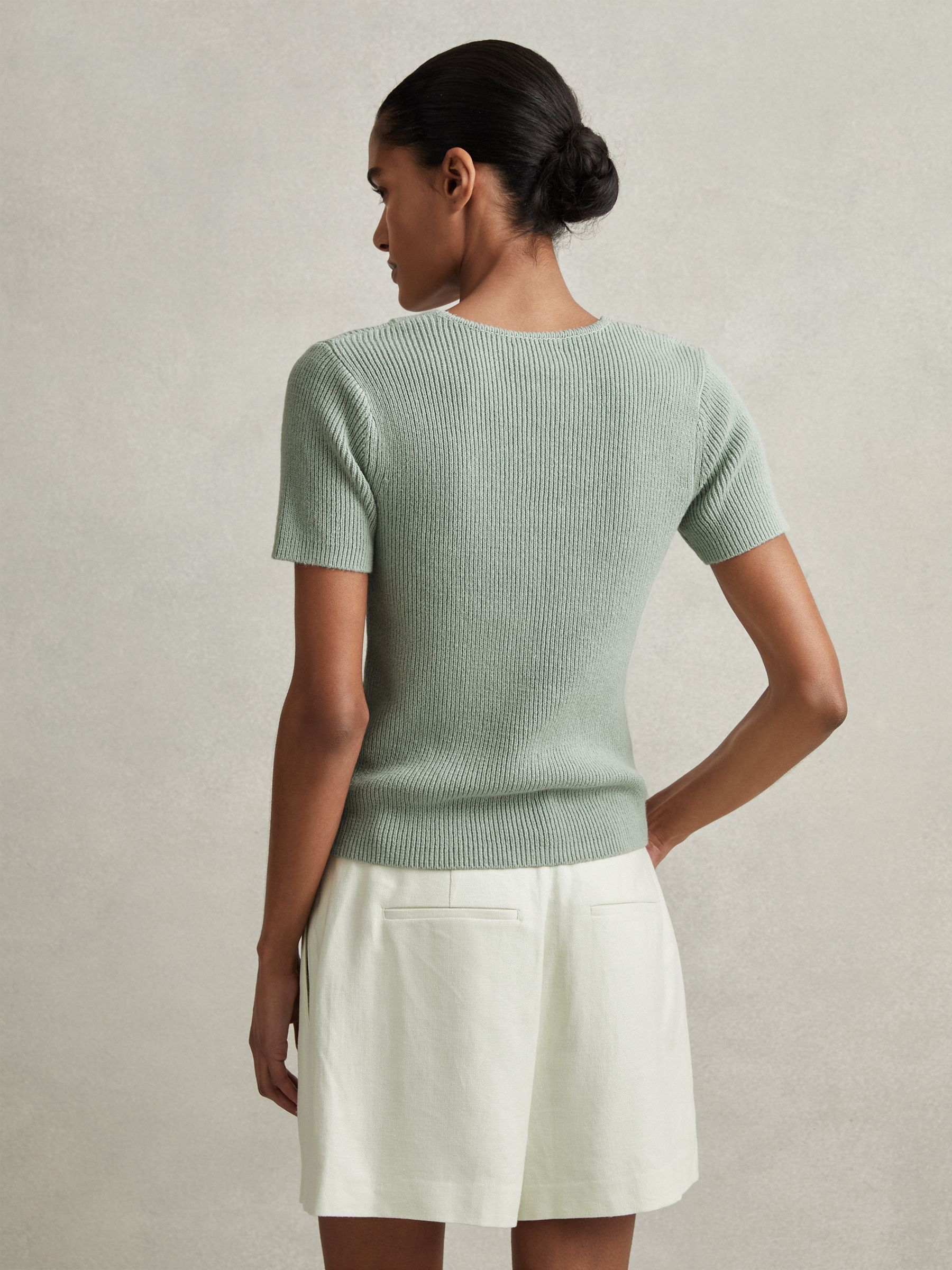 Rosie Sage Cotton Blend Knitted V-Neck Top - Image 4 of 6