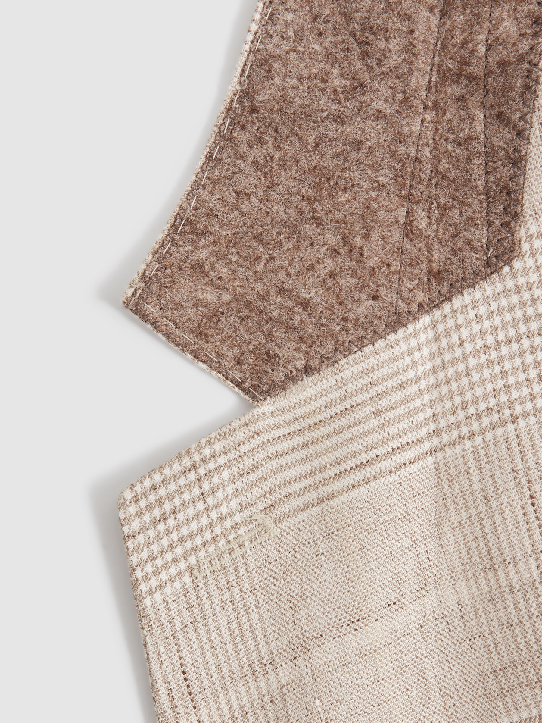 Slim Fit Linen Blend Check Single Breasted Blazer in Oatmeal - Image 7 of 7