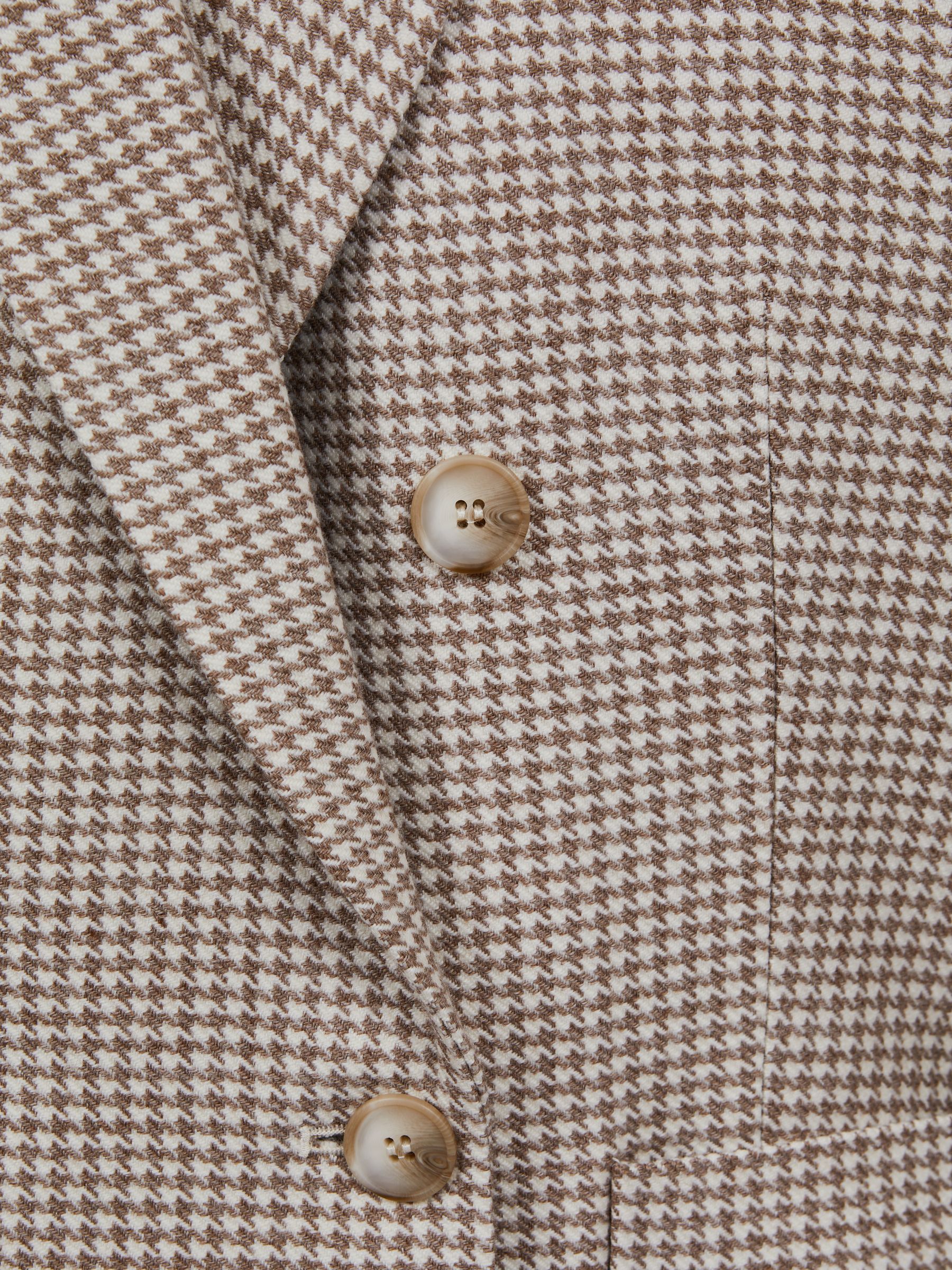 Wool Blend Double Breasted Dogtooth Blazer in Beige Check - Image 7 of 7