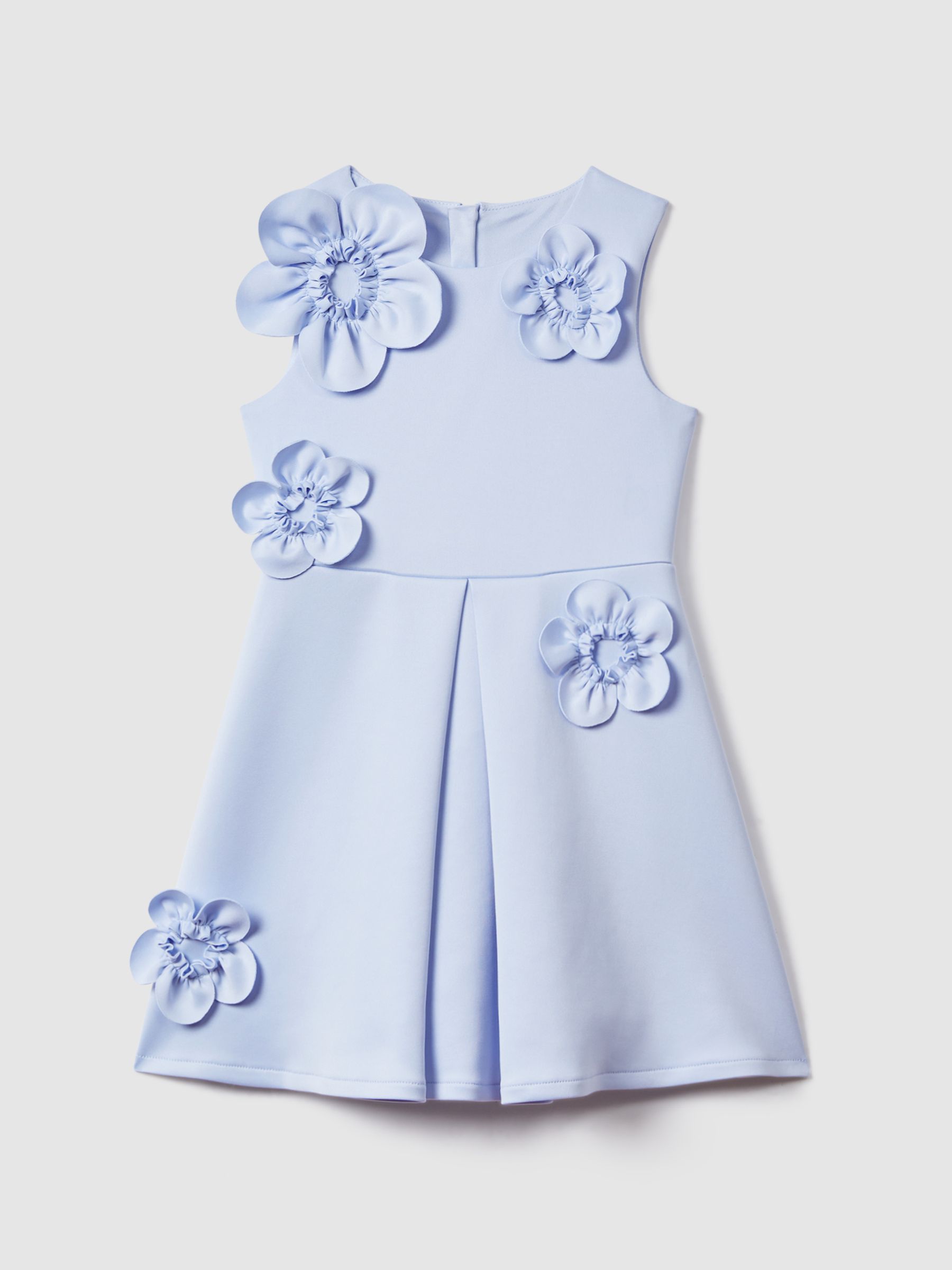 Teen Pleated Flower Scuba Dress in Lilac - Image 1 of 6