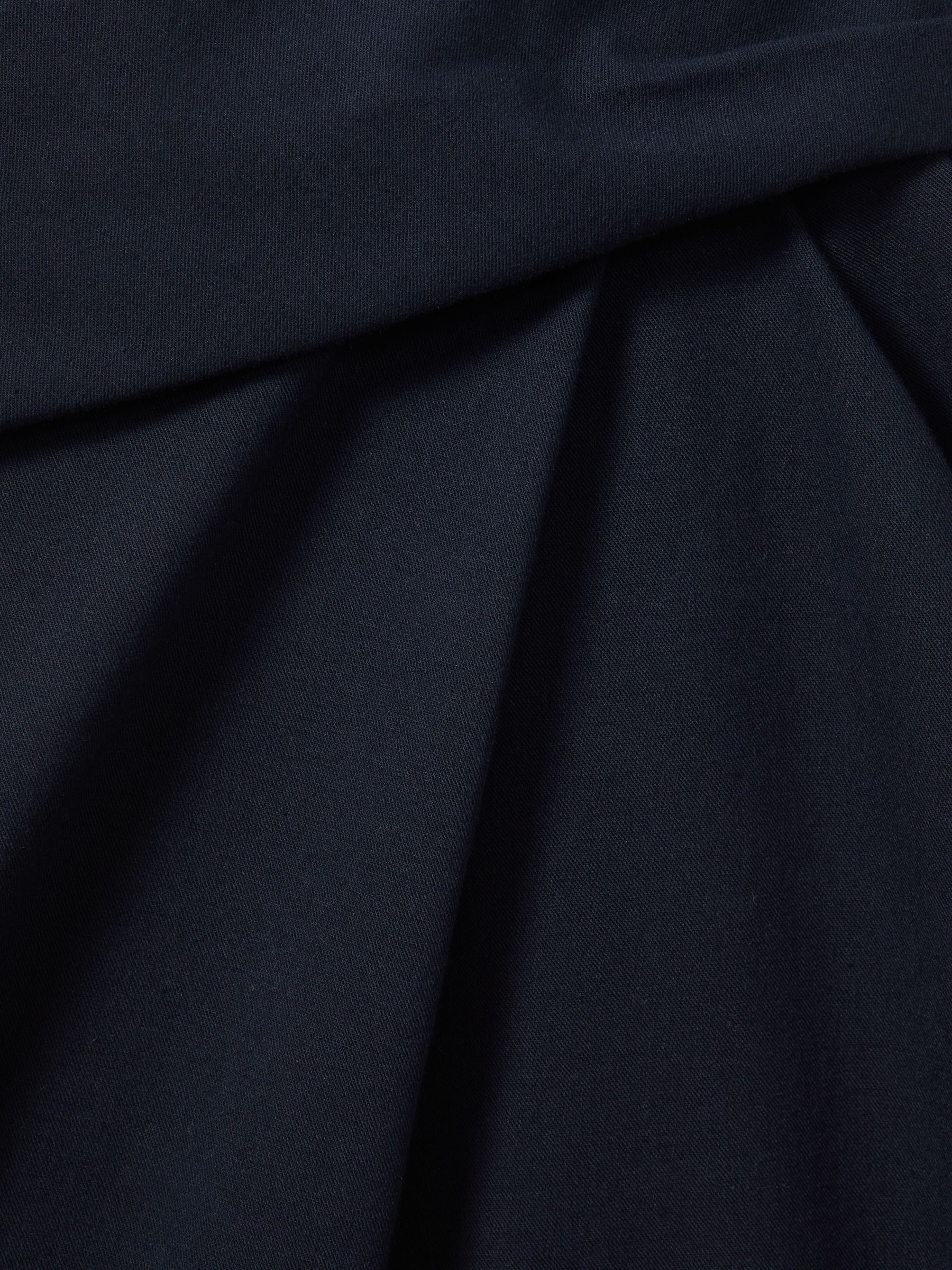 Cotton Blend Wrap Front Midi Skirt in Navy - Image 5 of 5