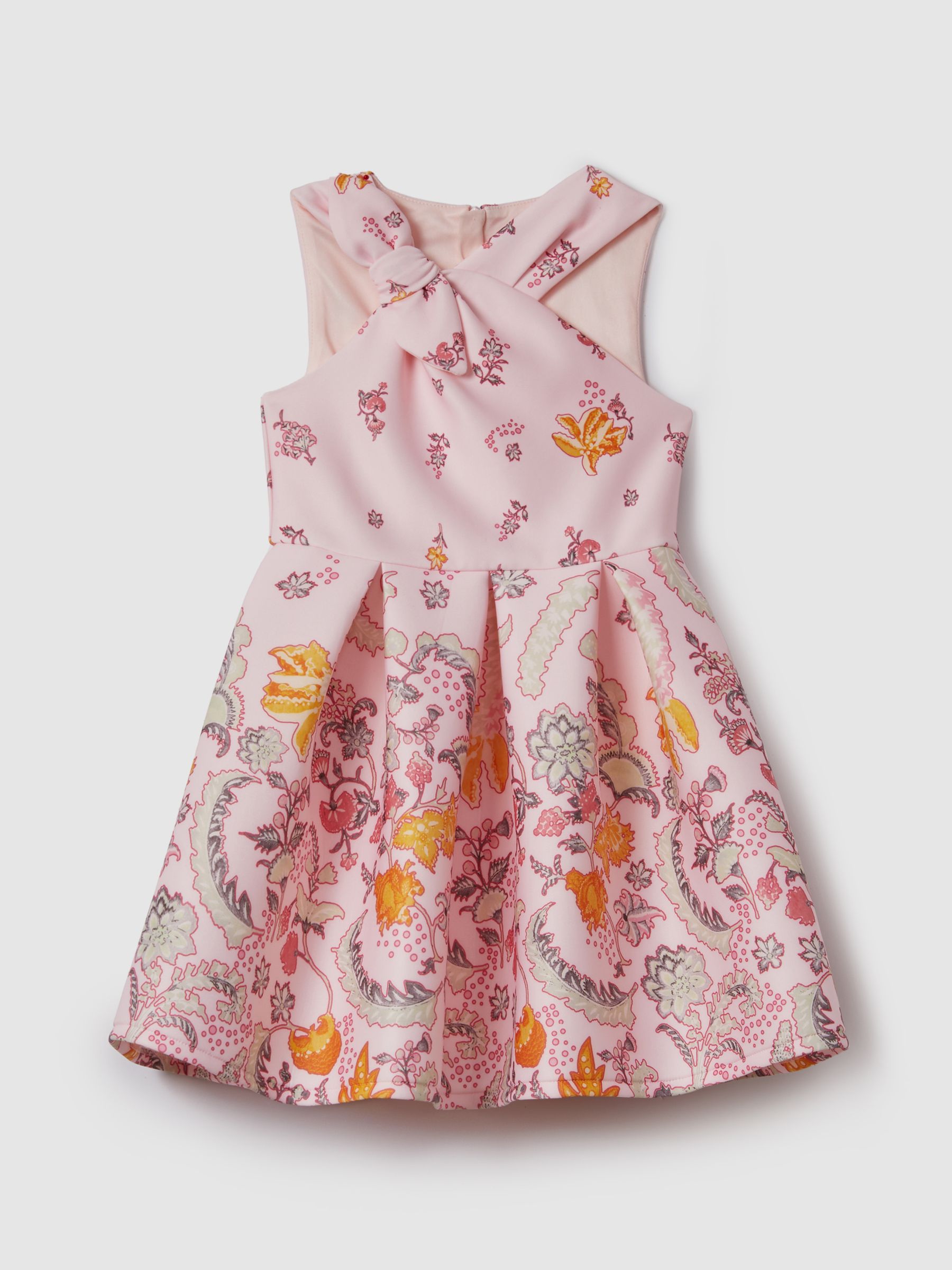 13-14 yrs Scuba Bow Fit-and-Flare Dress in Pink - Image 1 of 6 13-14 yrs Scuba Bow Fit-and-Flare Dress in Pink - Image 1 of 6