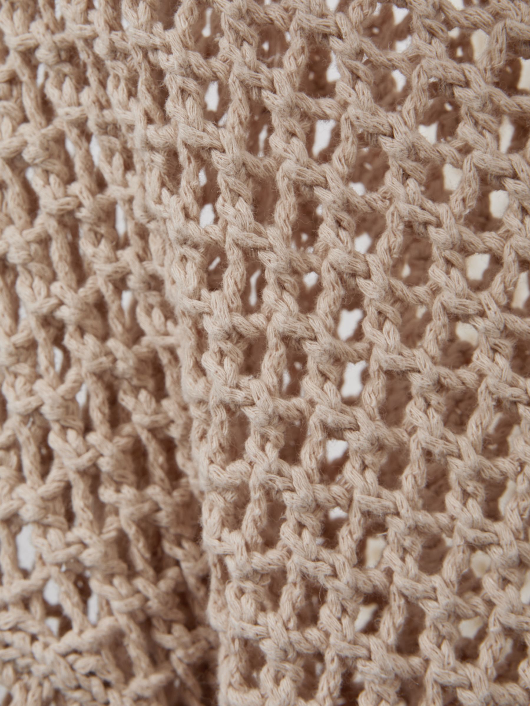 Linen Cotton Open Stitch Jumper in Mink - Image 4 of 5