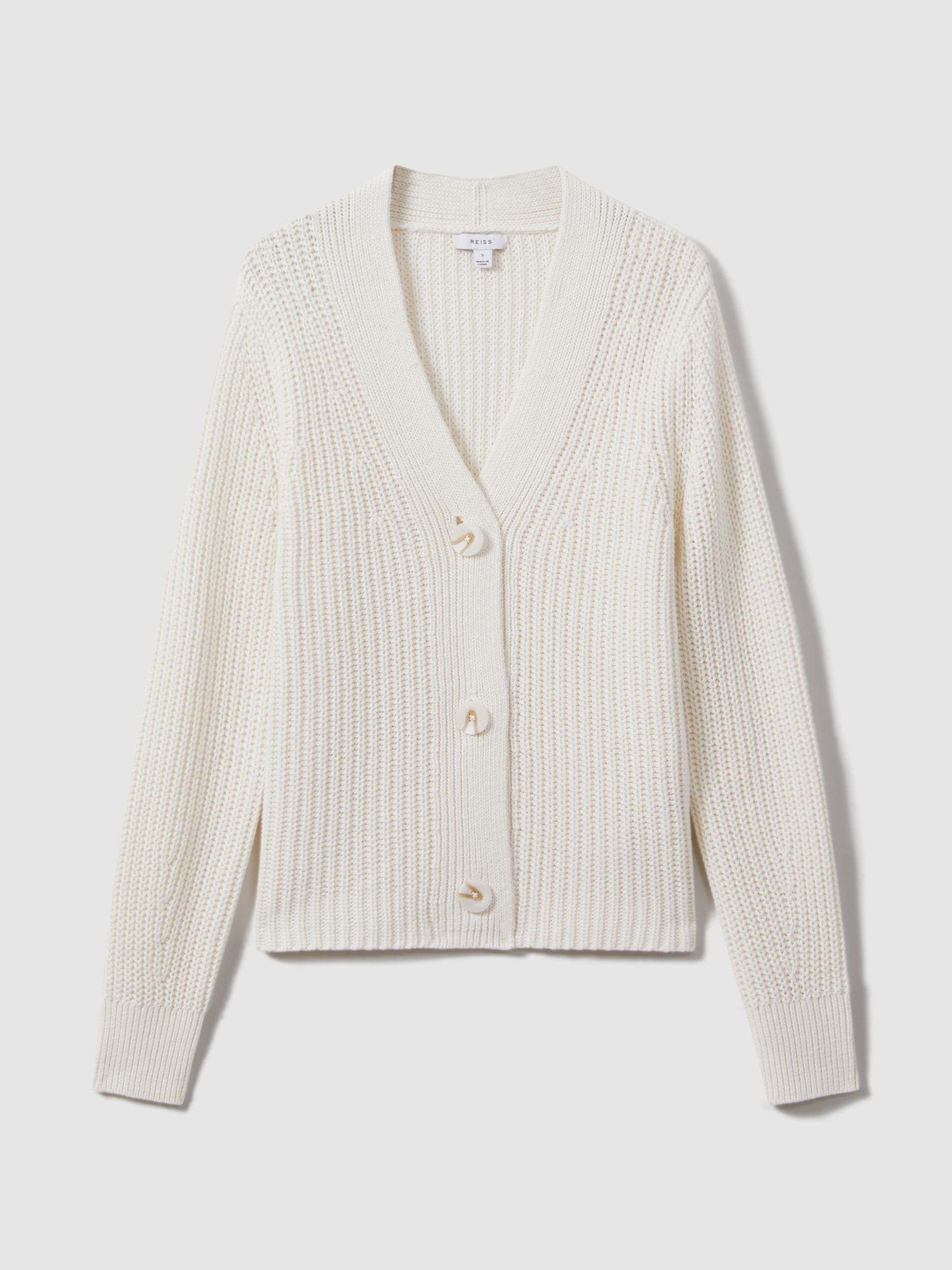 Cotton/Linen Blend Knitted Cardigan in Ivory - Image 2 of 5