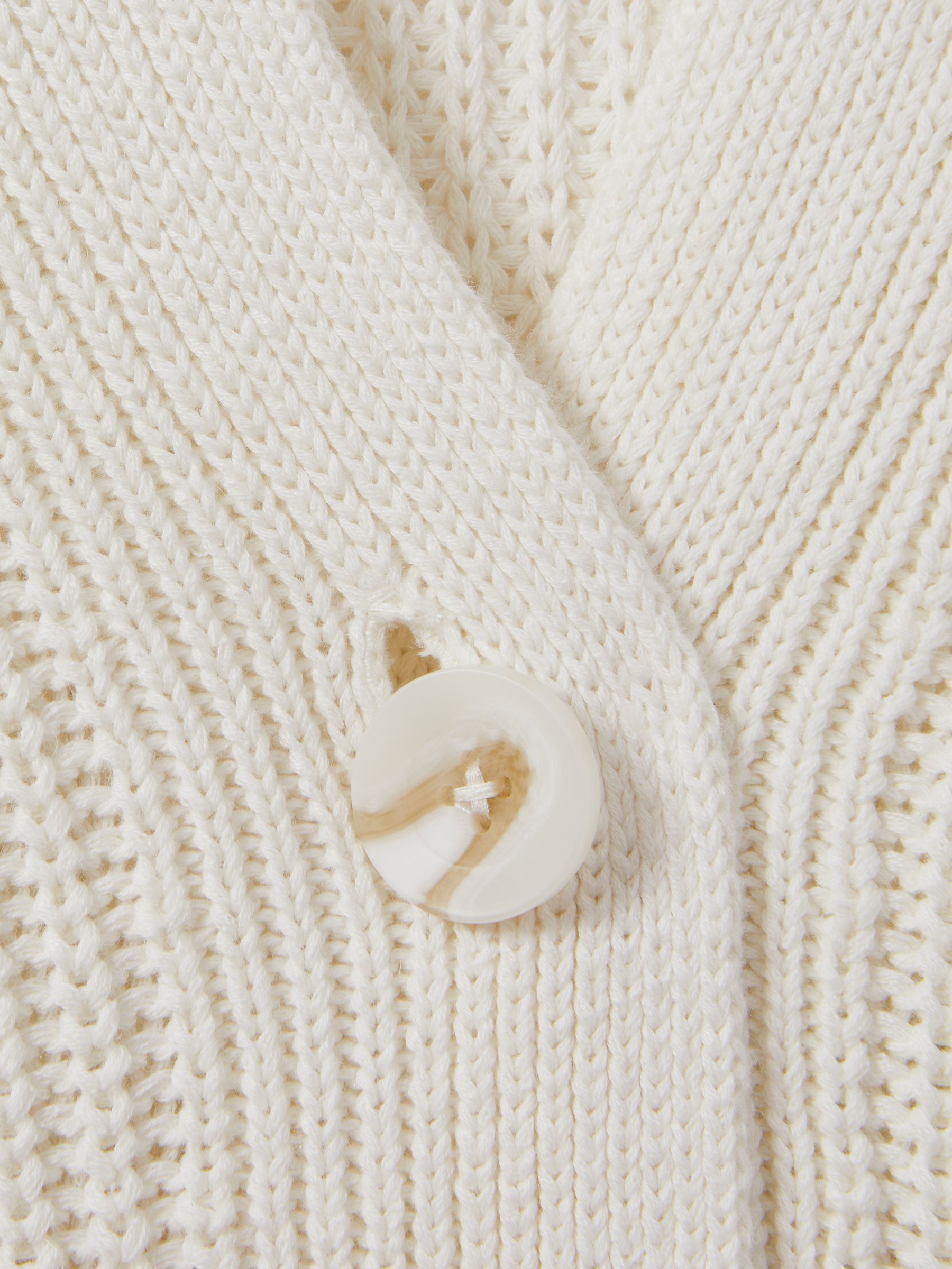 Cotton/Linen Blend Knitted Cardigan in Ivory - Image 5 of 5