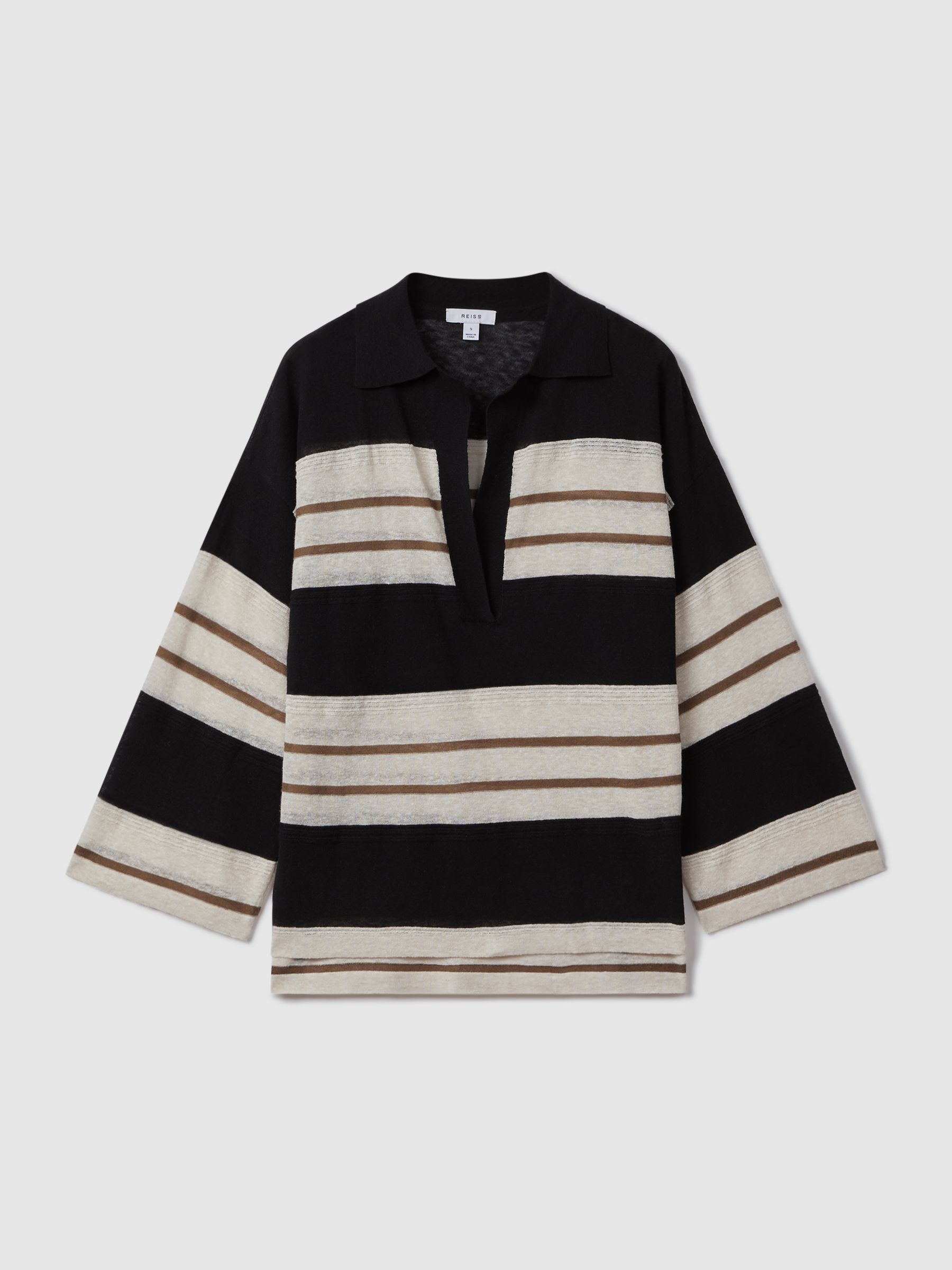 Striped Rugby Top in Black/Ivory - Image 2 of 6