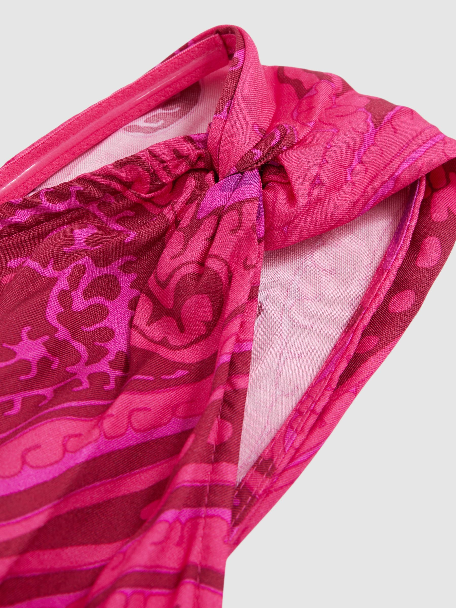 Paisley-Print One-Shoulder Midi Dress in Pink - Image 6 of 6