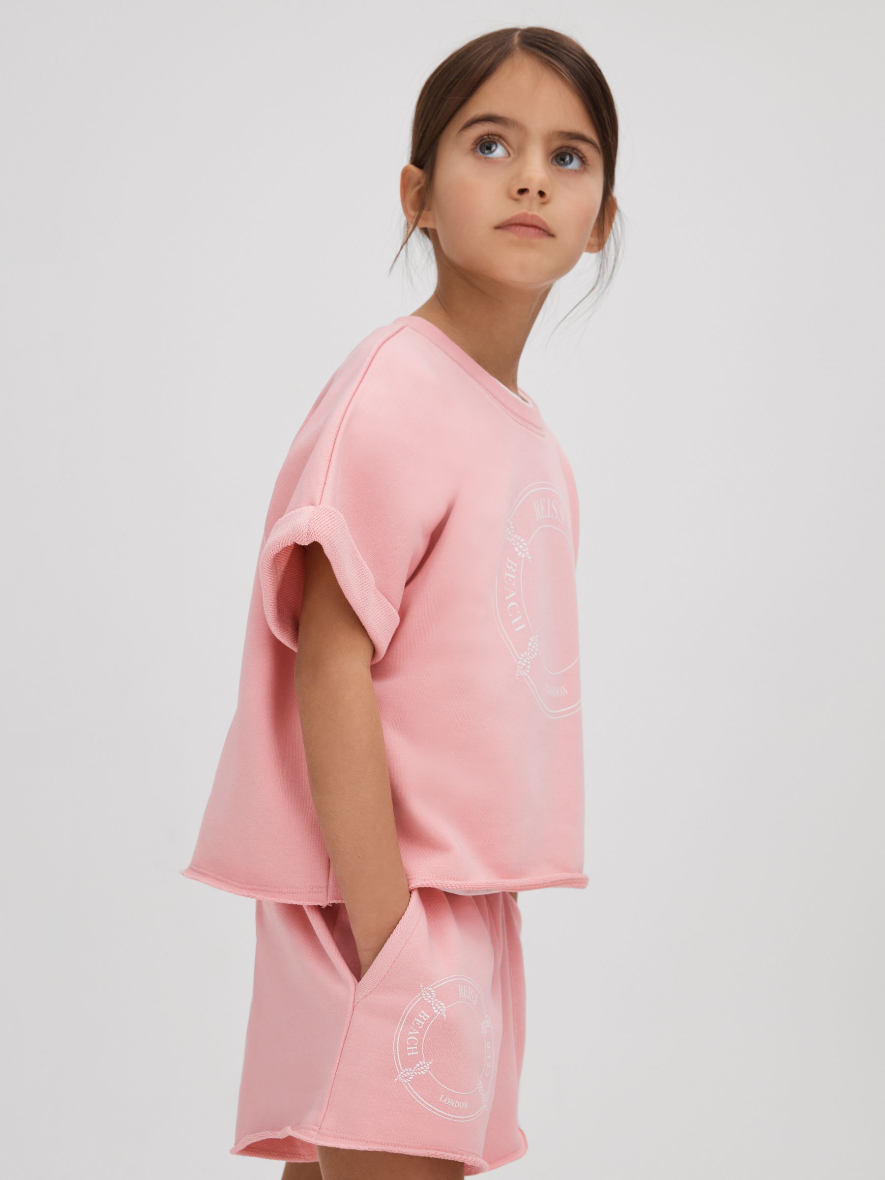 9-13 yrs Crew Neck T-Shirt and Shorts Set in Pink - Image 1 of 5