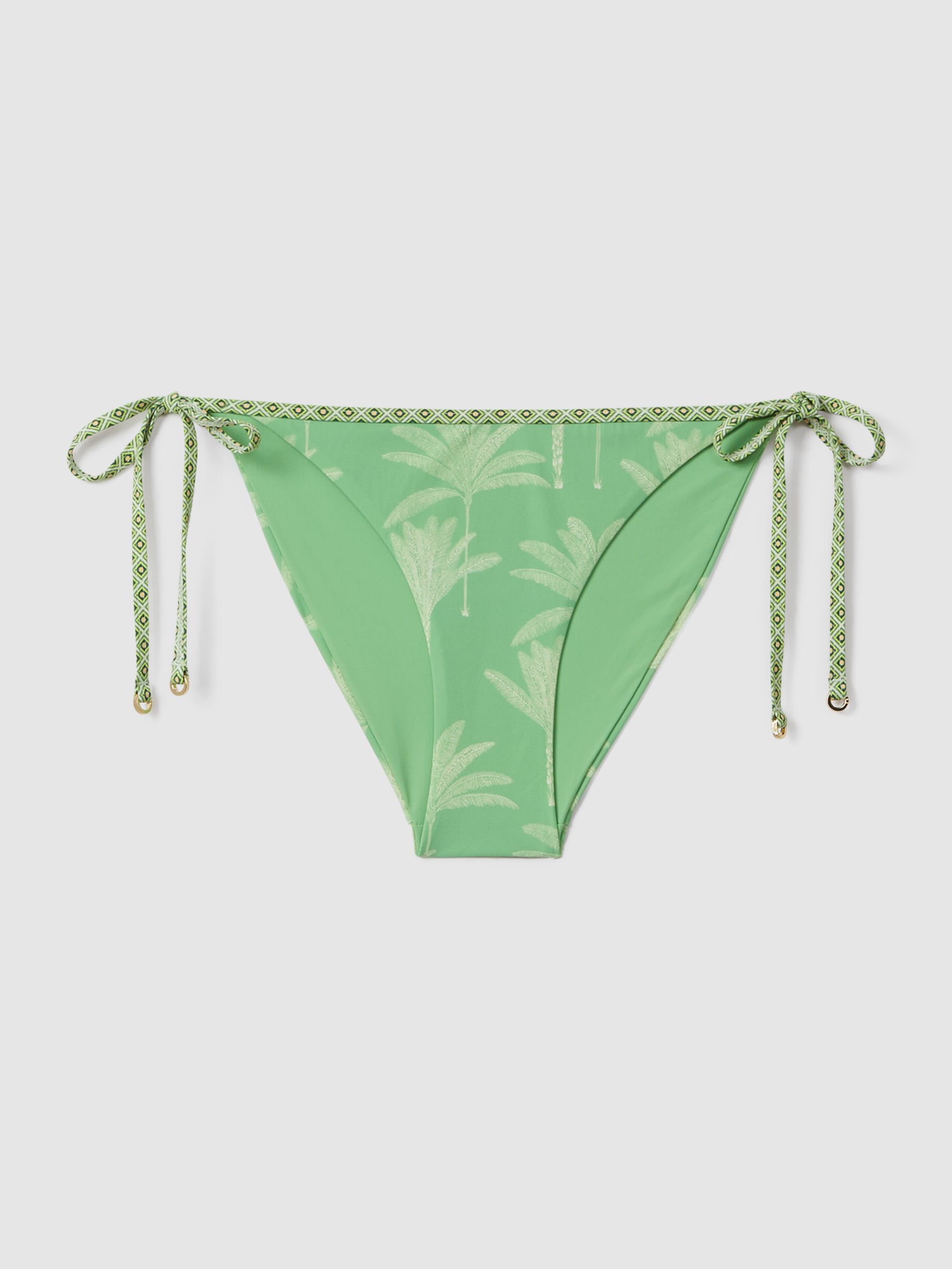 Palm Tree Print Bikini Bottoms in Green/Cream - Image 2 of 6