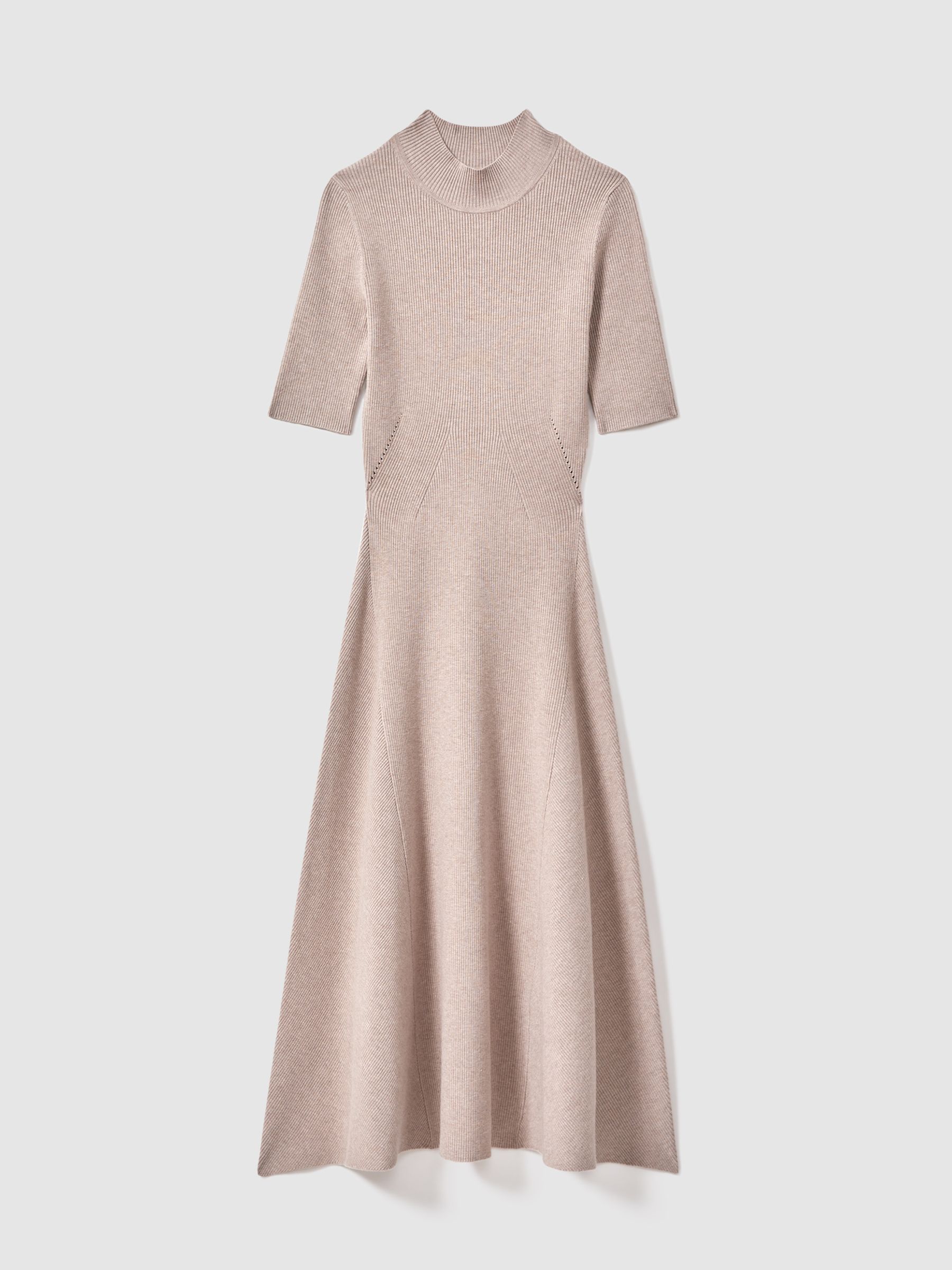 Ribbed Bodycon Midi Dress in Neutral - Image 2 of 4