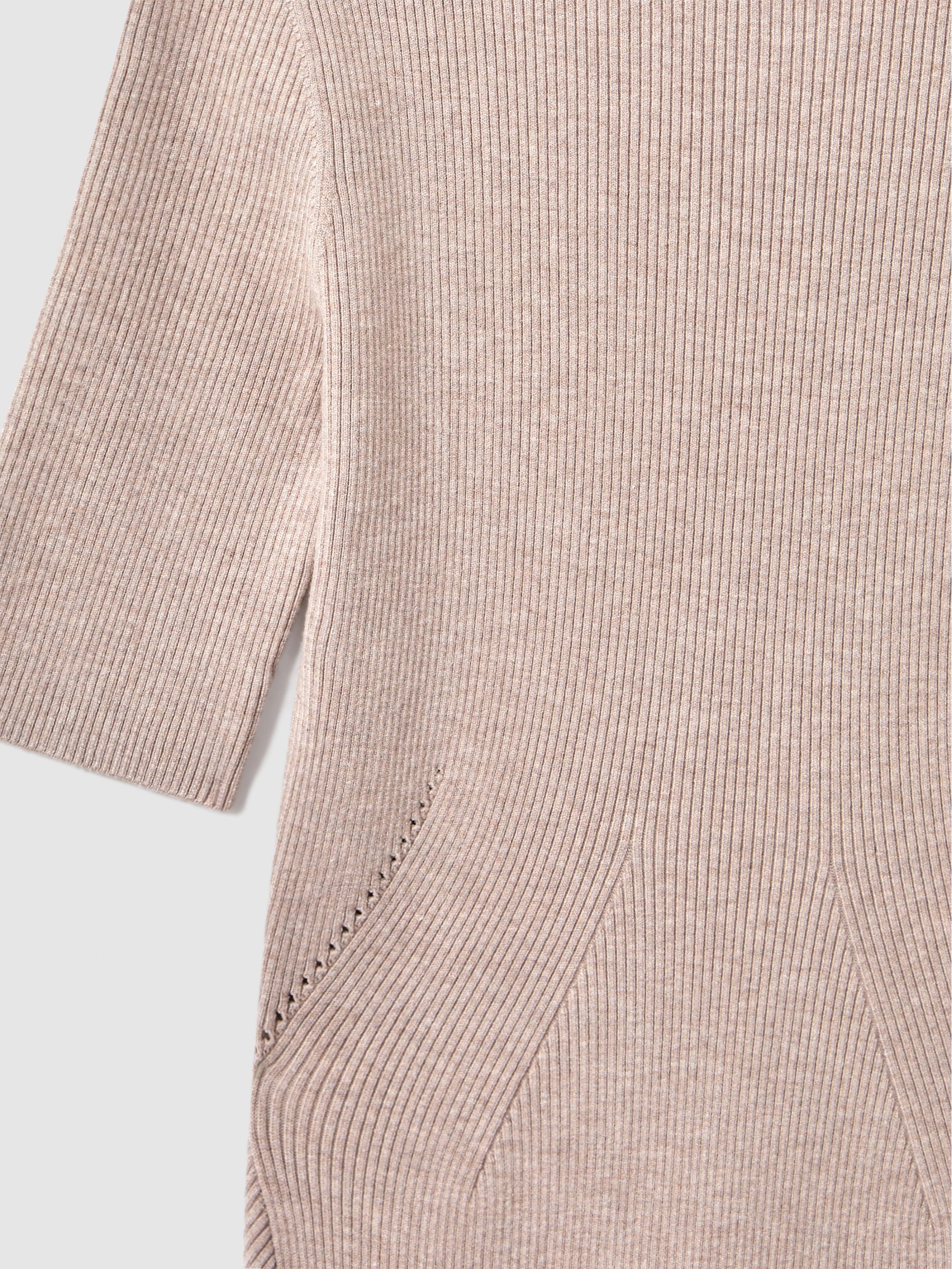 Ribbed Bodycon Midi Dress in Neutral - Image 4 of 4