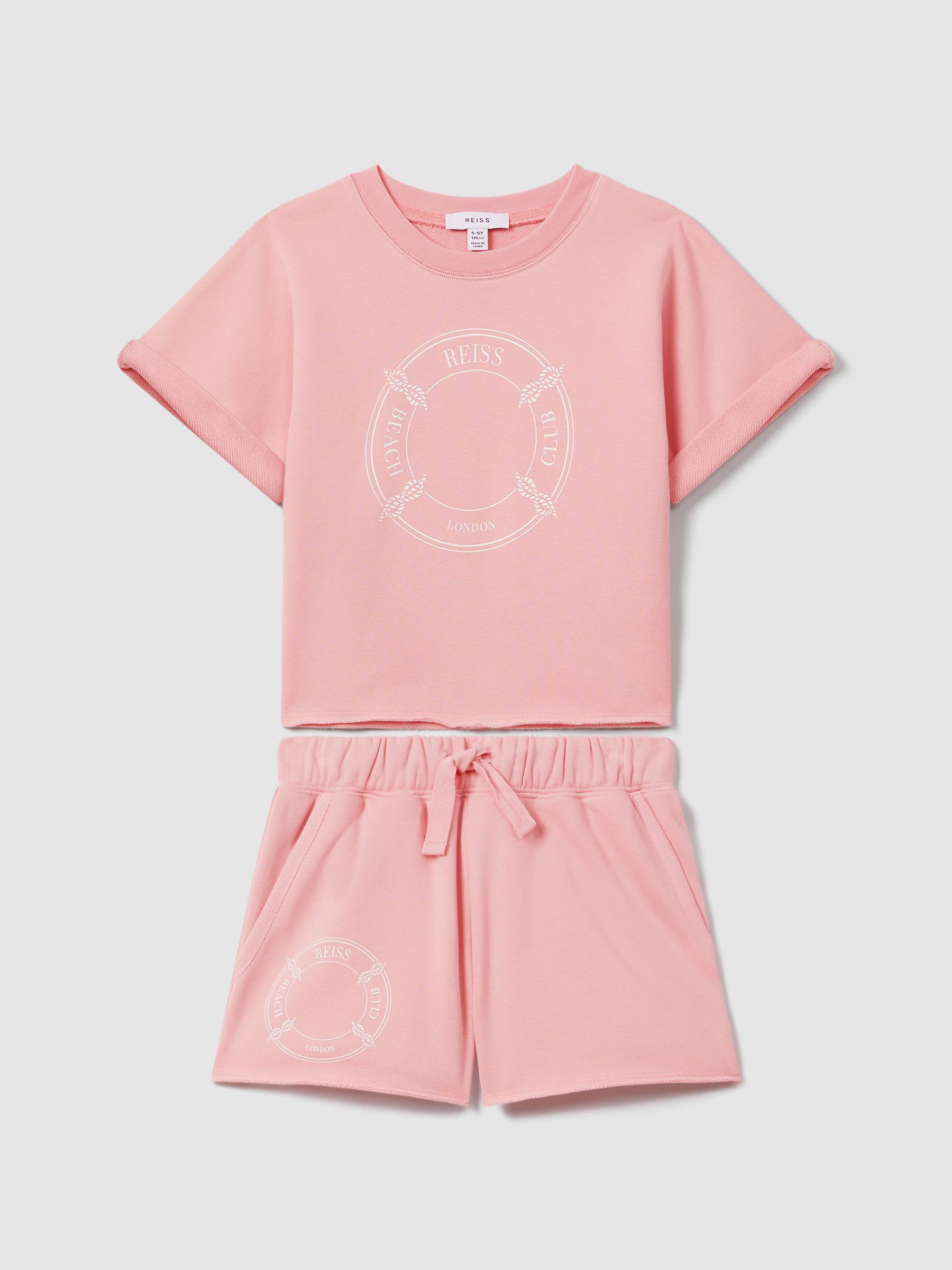 13-14 yrs Crew Neck T-Shirt and Shorts Set in Pink - Image 1 of 5