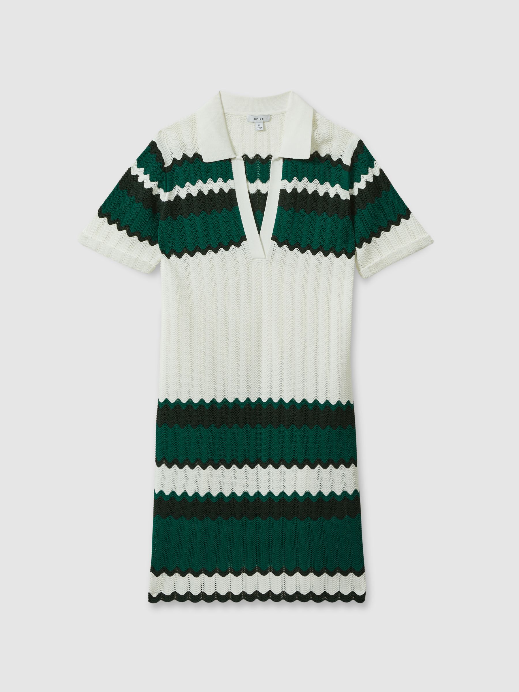 Knitted Tunic Dress in Green/White - Image 2 of 5