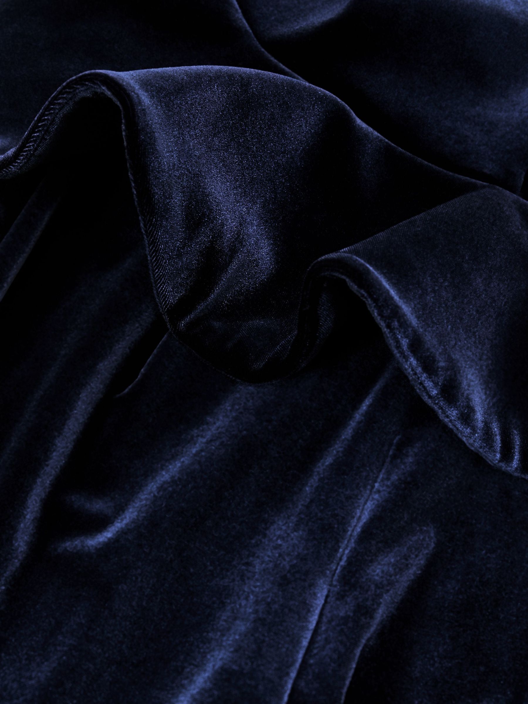 Velvet Structured Strapless Wide-Leg Jumpsuit in Navy - Image 7 of 7