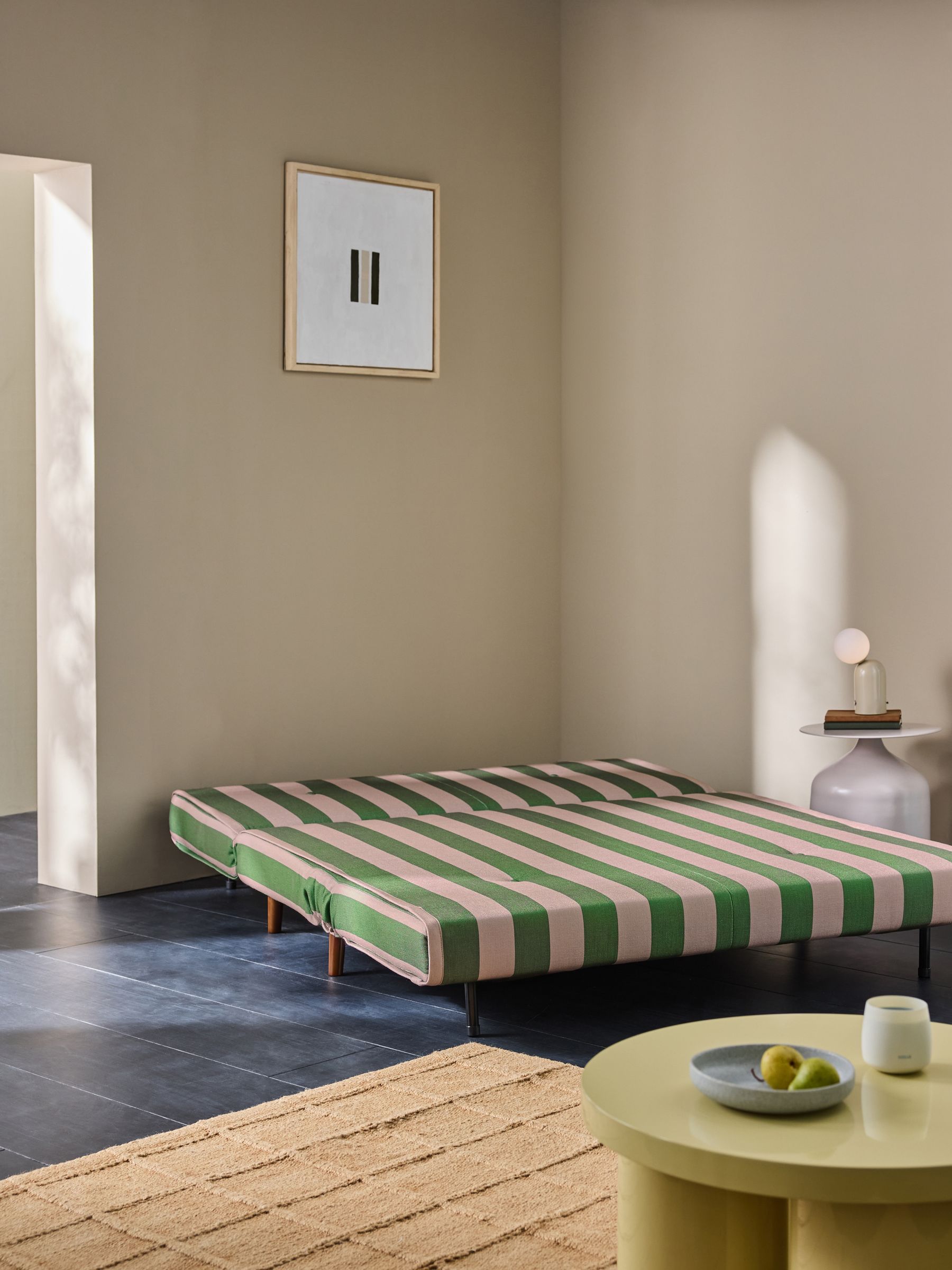 Regular Haru 2 Seater Sofa Bed in Loden Green Wide Stripe - Image 3 of 6