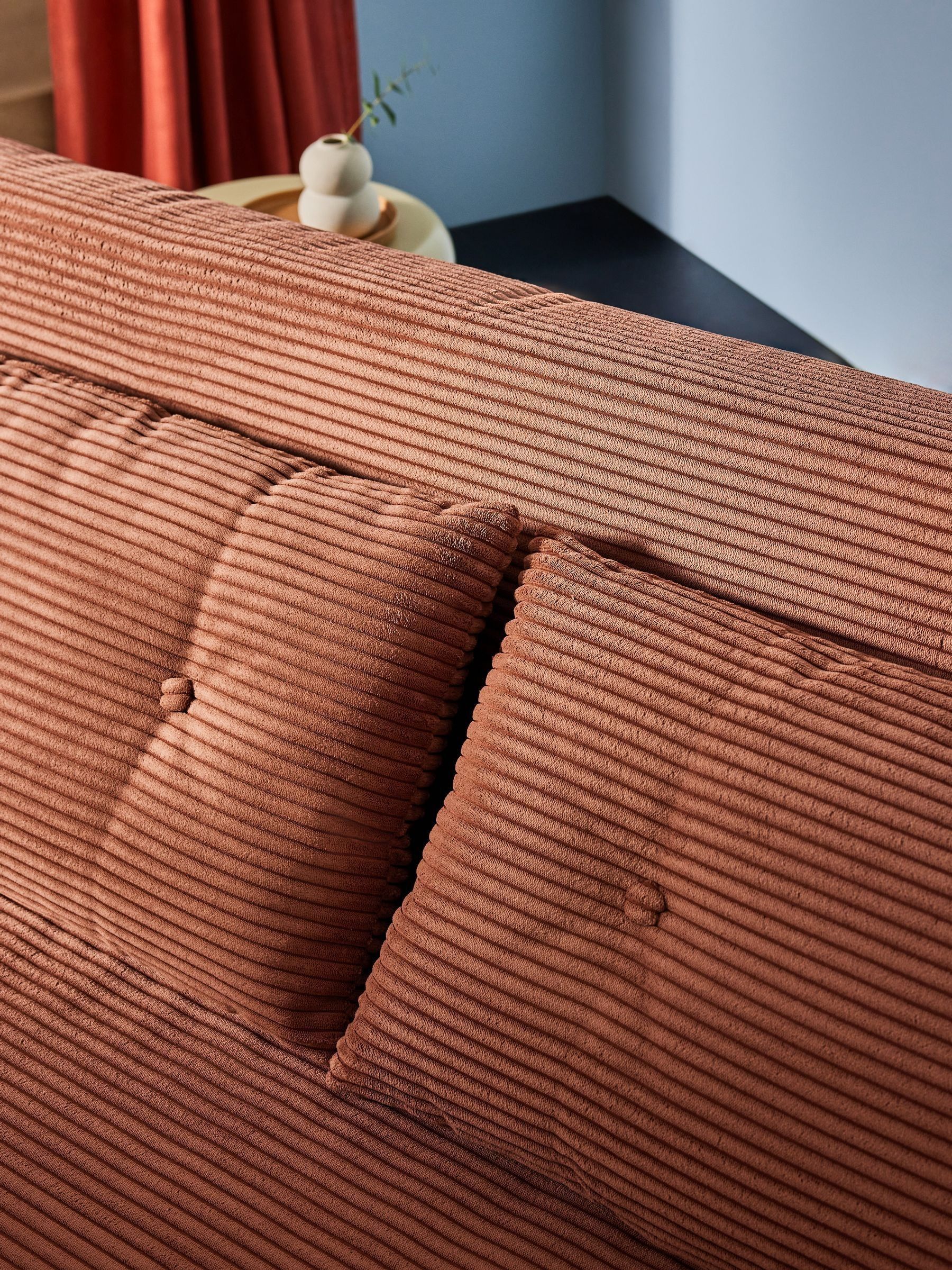 Regular Haru 2 Seater Sofa Bed in Nutmeg Orange Corduroy - Image 4 of 7