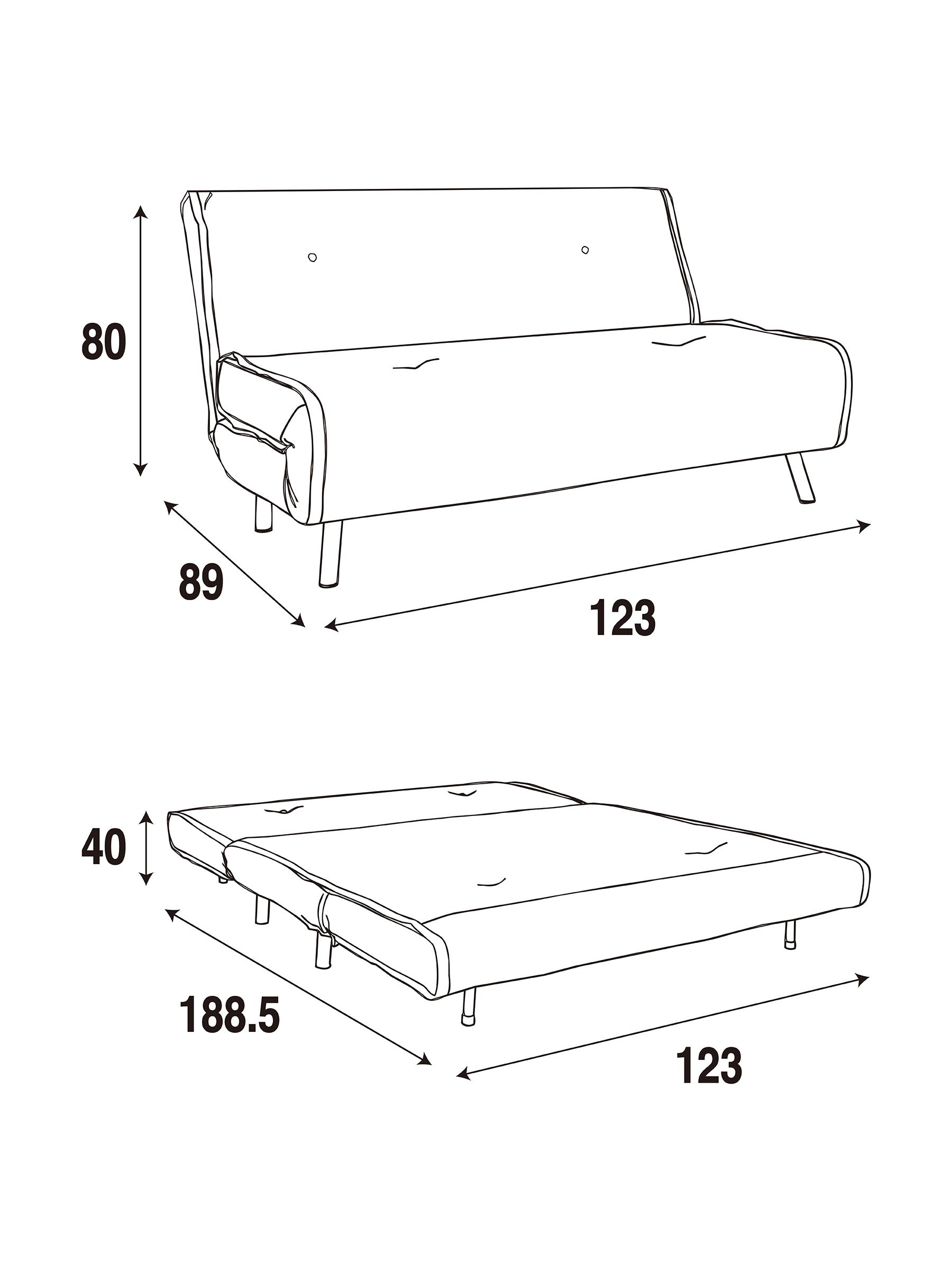 Regular Haru 2 Seater Sofa Bed in Nutmeg Orange Corduroy - Image 7 of 7