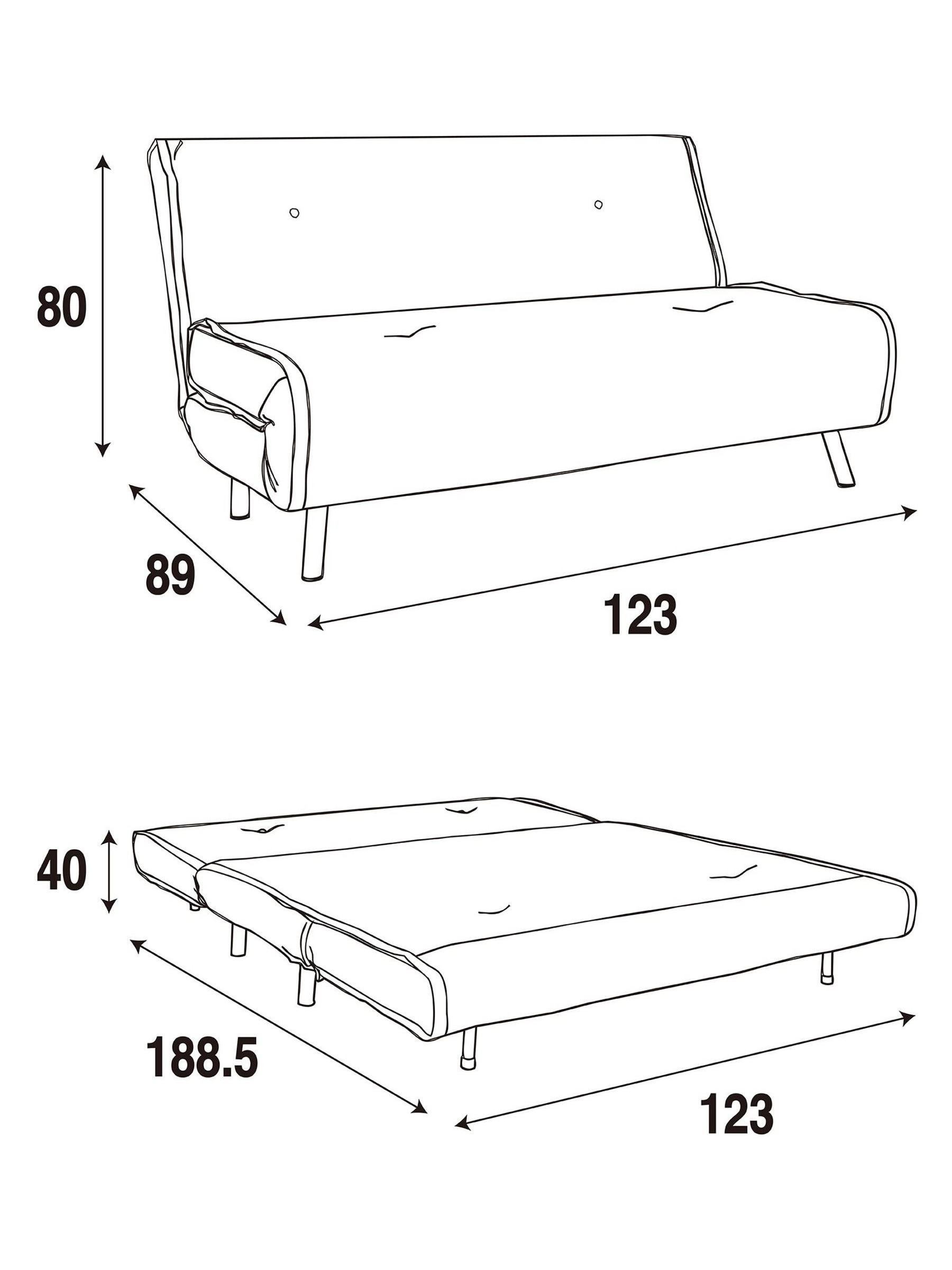 Regular Haru 2 Seater Sofa Bed in Eclipse Blue Wide Stripe - Image 7 of 7