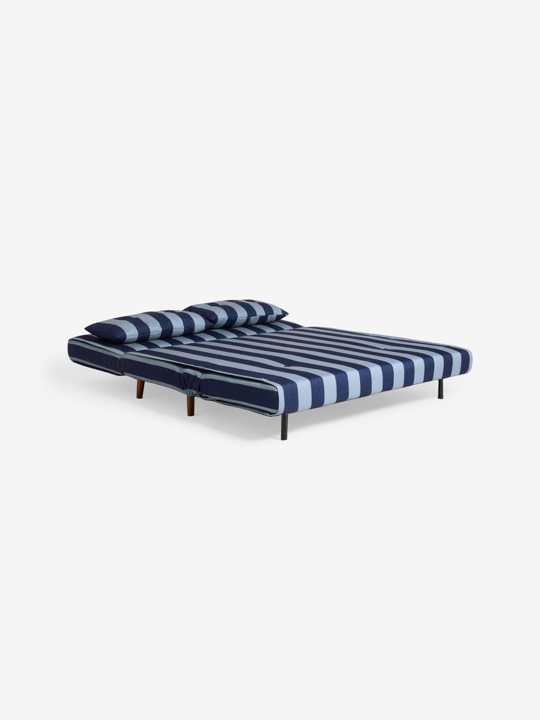 Large Haru 2 Seater Sofa Bed in Eclipse Blue Wide Stripe - Image 7 of 8