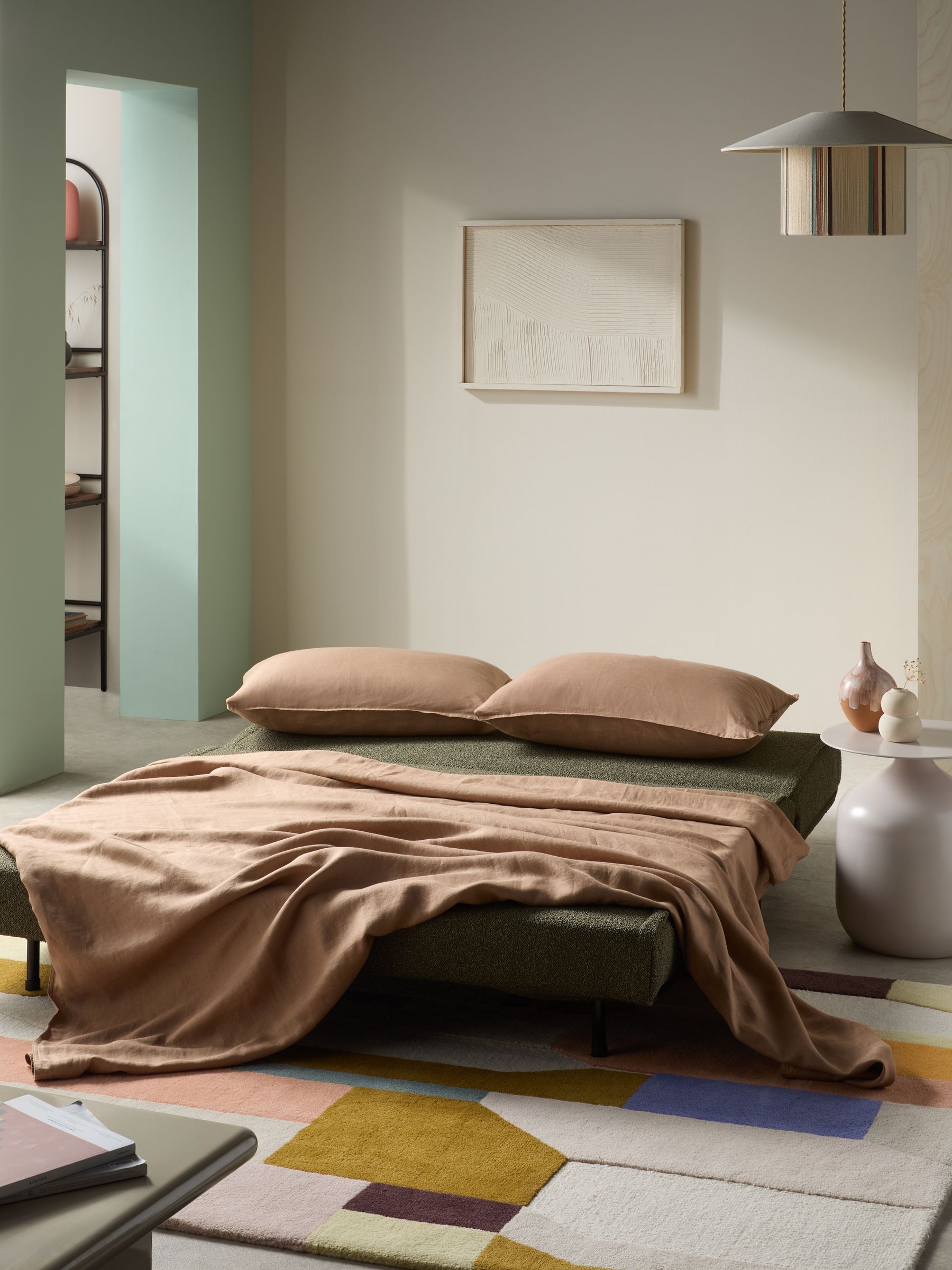 Regular Haru 2 Seater Sofa Bed in Forrest Green Pax Boucle - Image 4 of 8