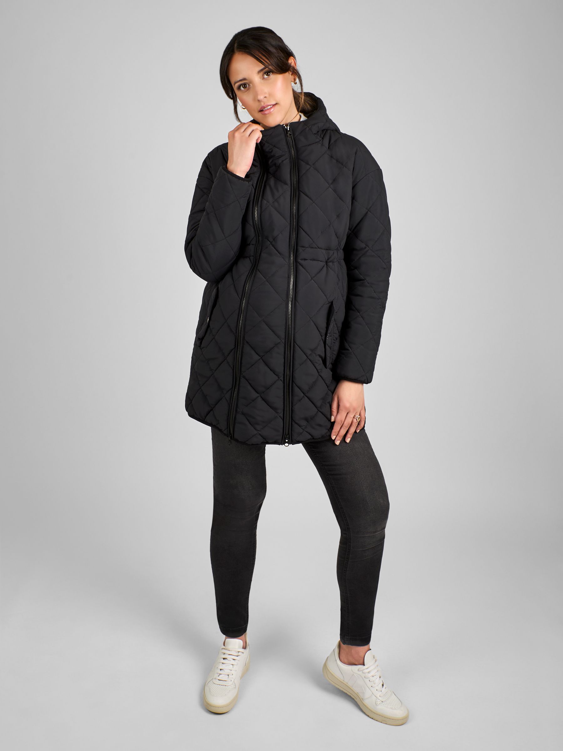 Black 2-In-1 Maternity Quilted Jacket - Image 3 of 5